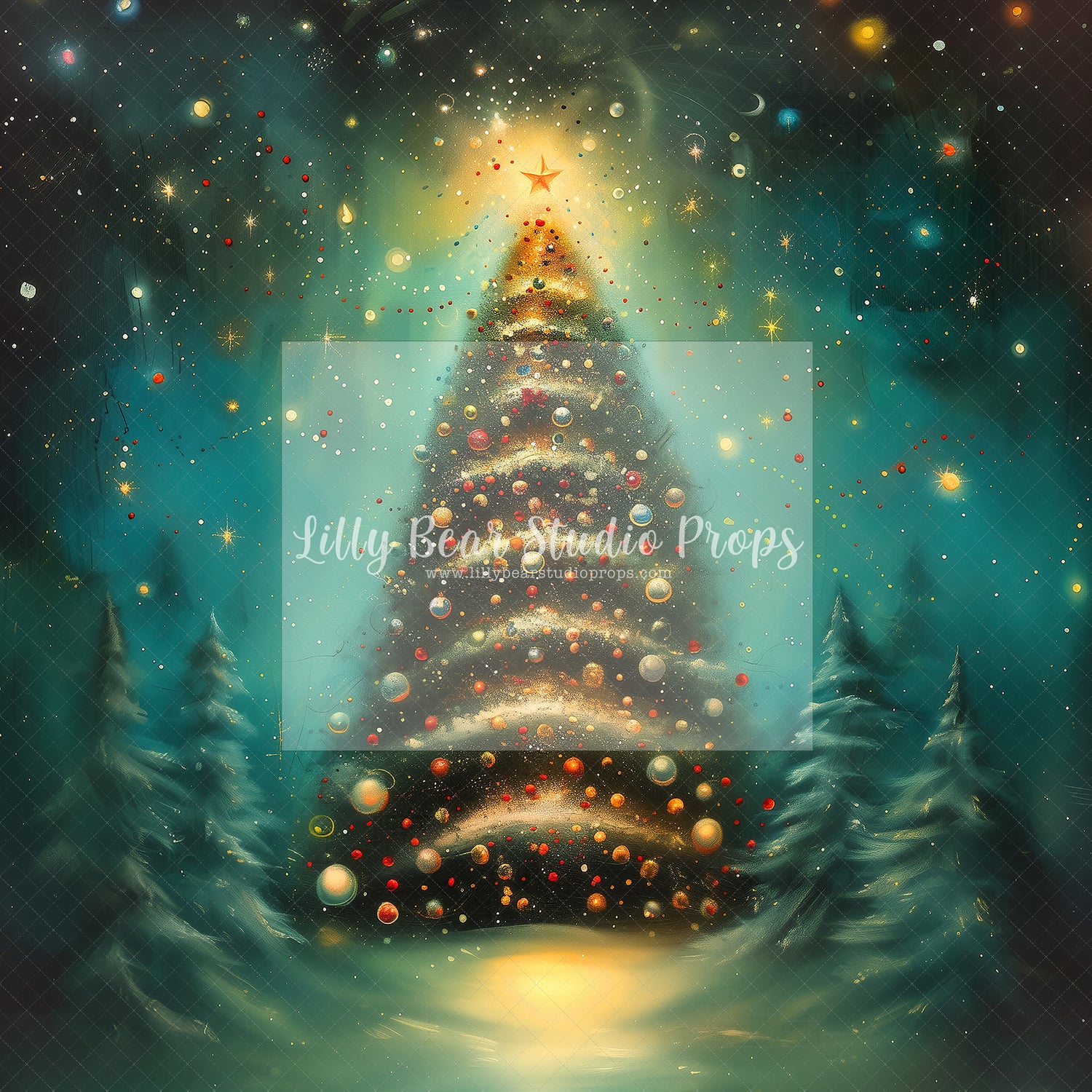 Painterly Bright Light Christmas Tree - Sweep Option