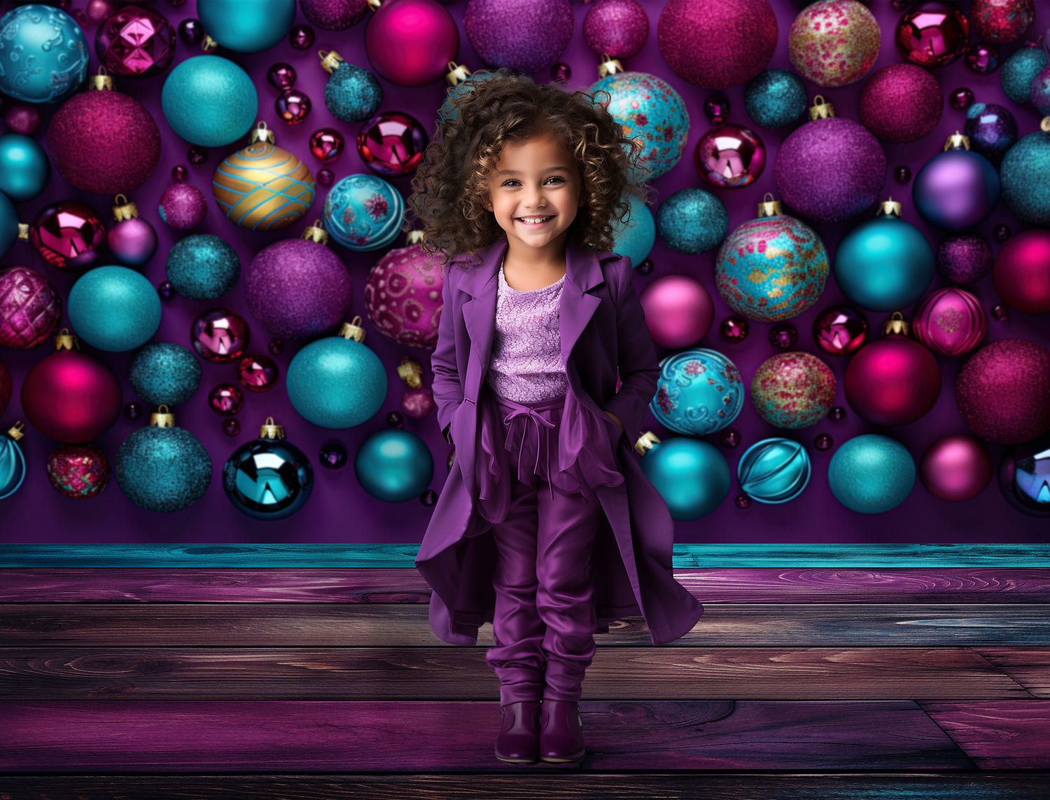 Mermaid Holiday Wall and Chers Purple Teal Planks Combo