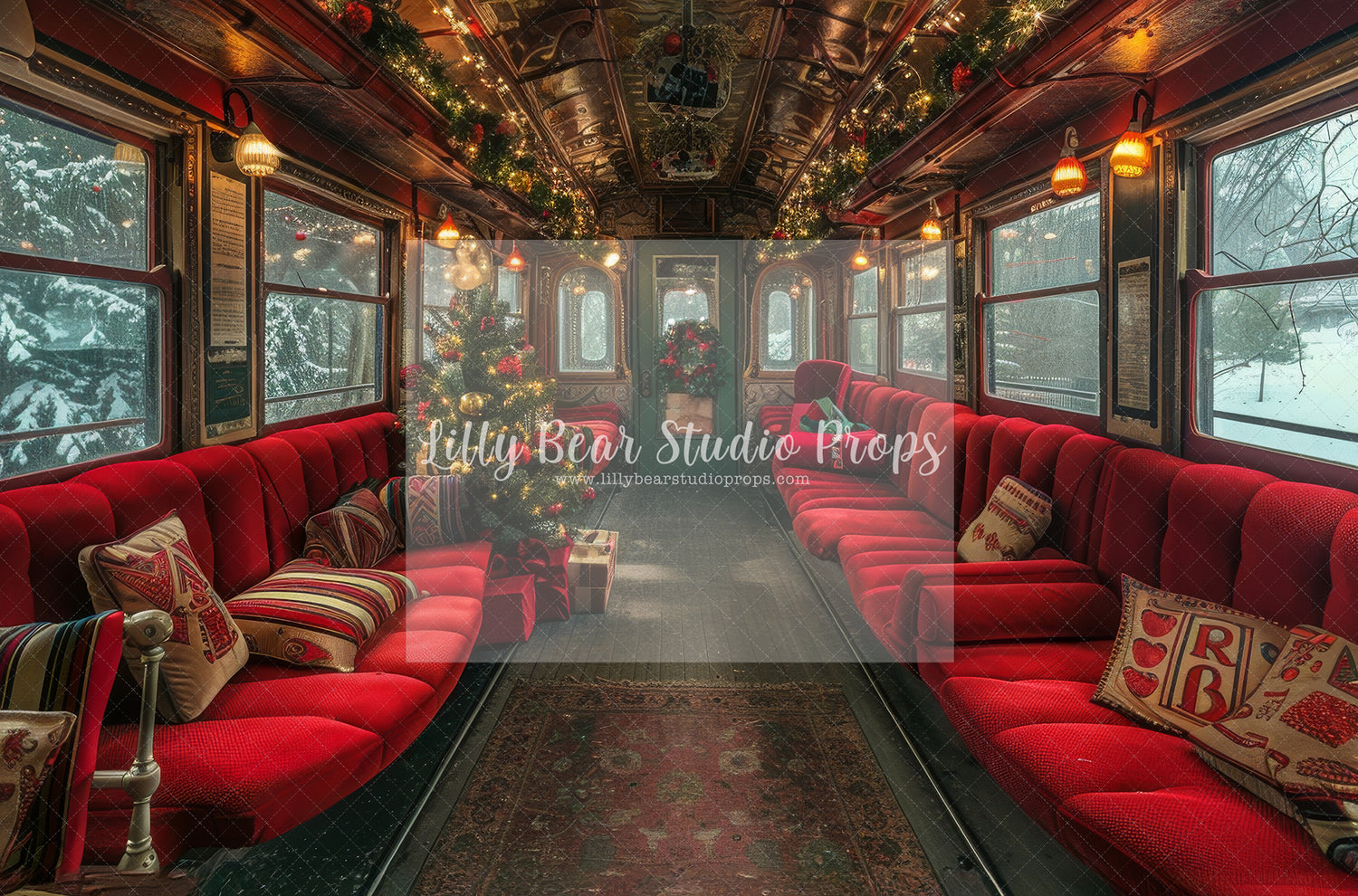 Red Velvet Seats Christmas Train - Sweep Option