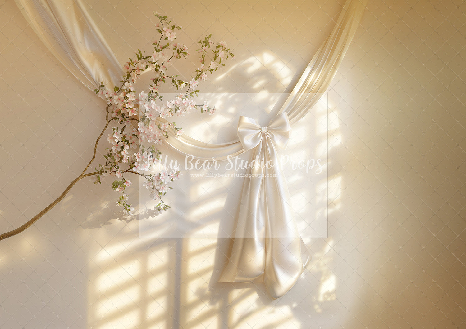 Creamy Satin Bow & Flower Branch - Tester