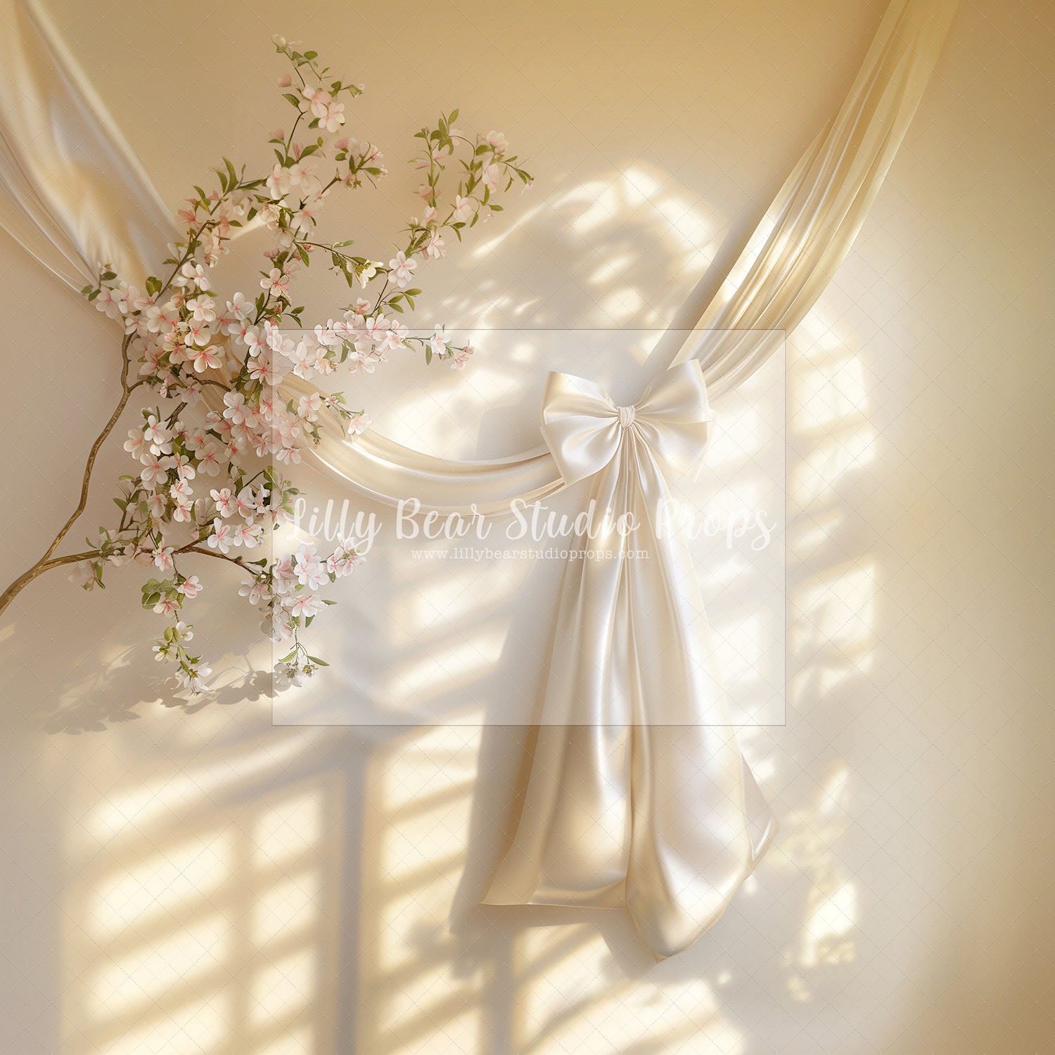 Creamy Satin Bow & Flower Branch - Tester