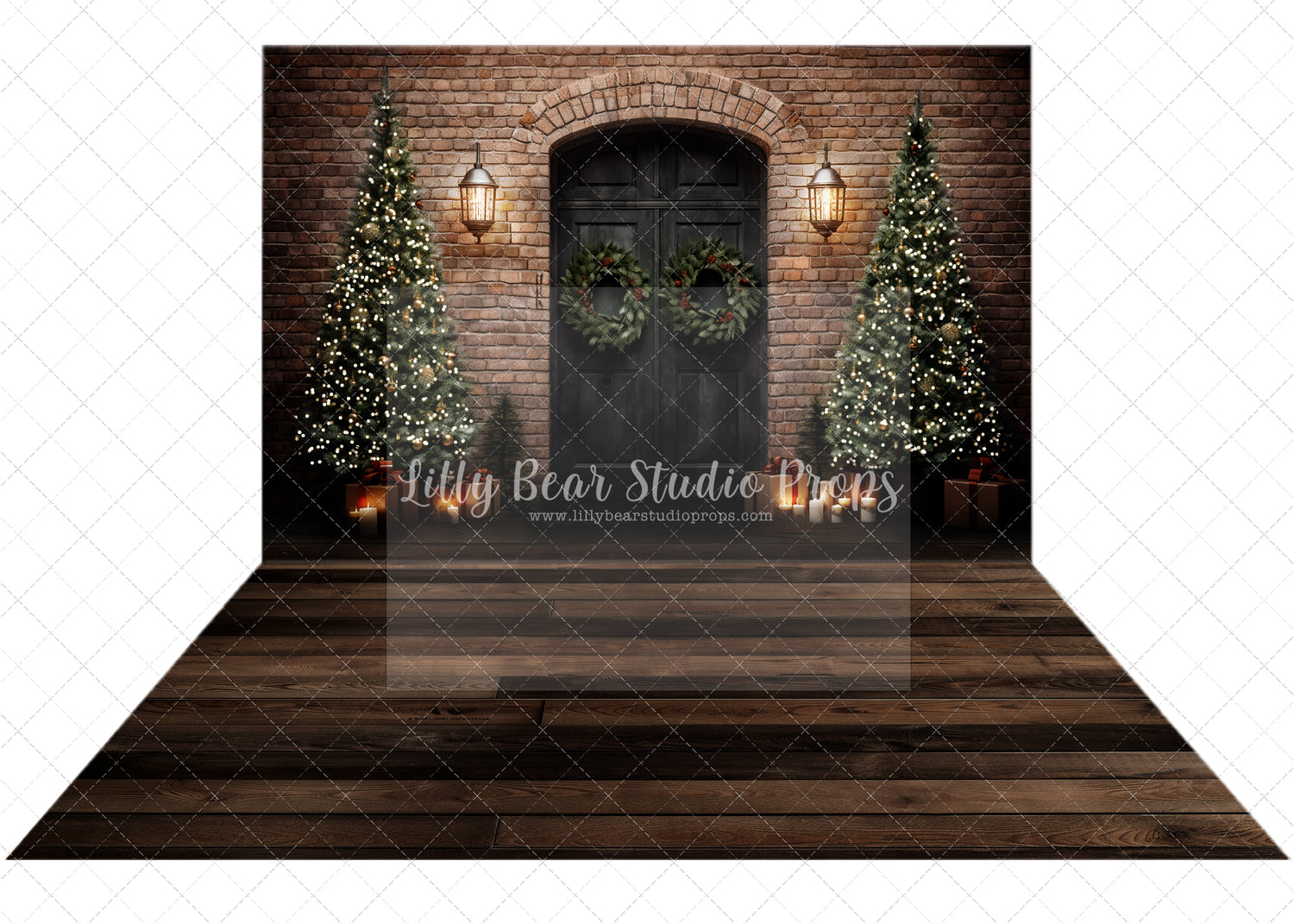 Dark Christmas Door with Wednesday Brown Wood