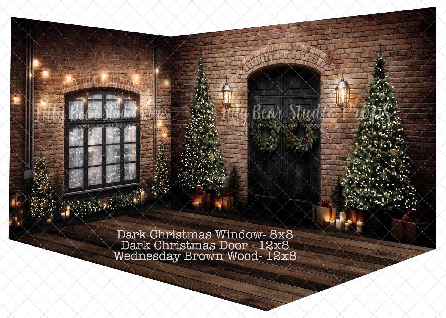 Dark Christmas Door with Wednesday Brown Wood Room