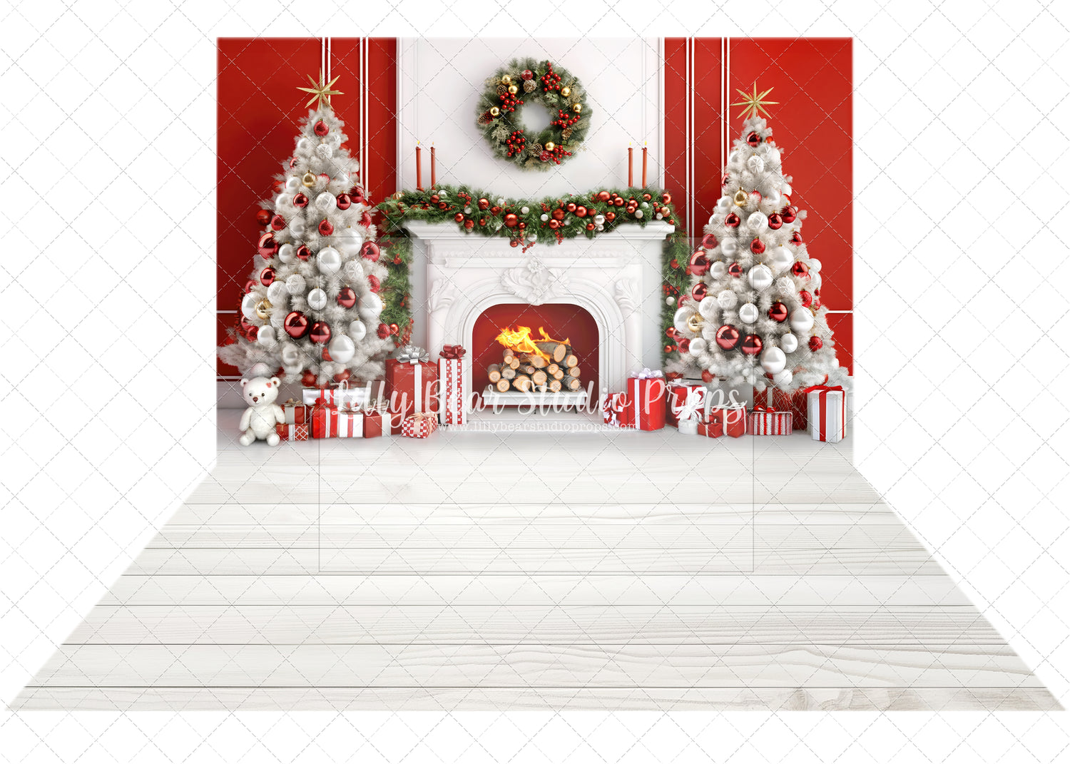 Festive Fireplace & Shiloh Wood Floor