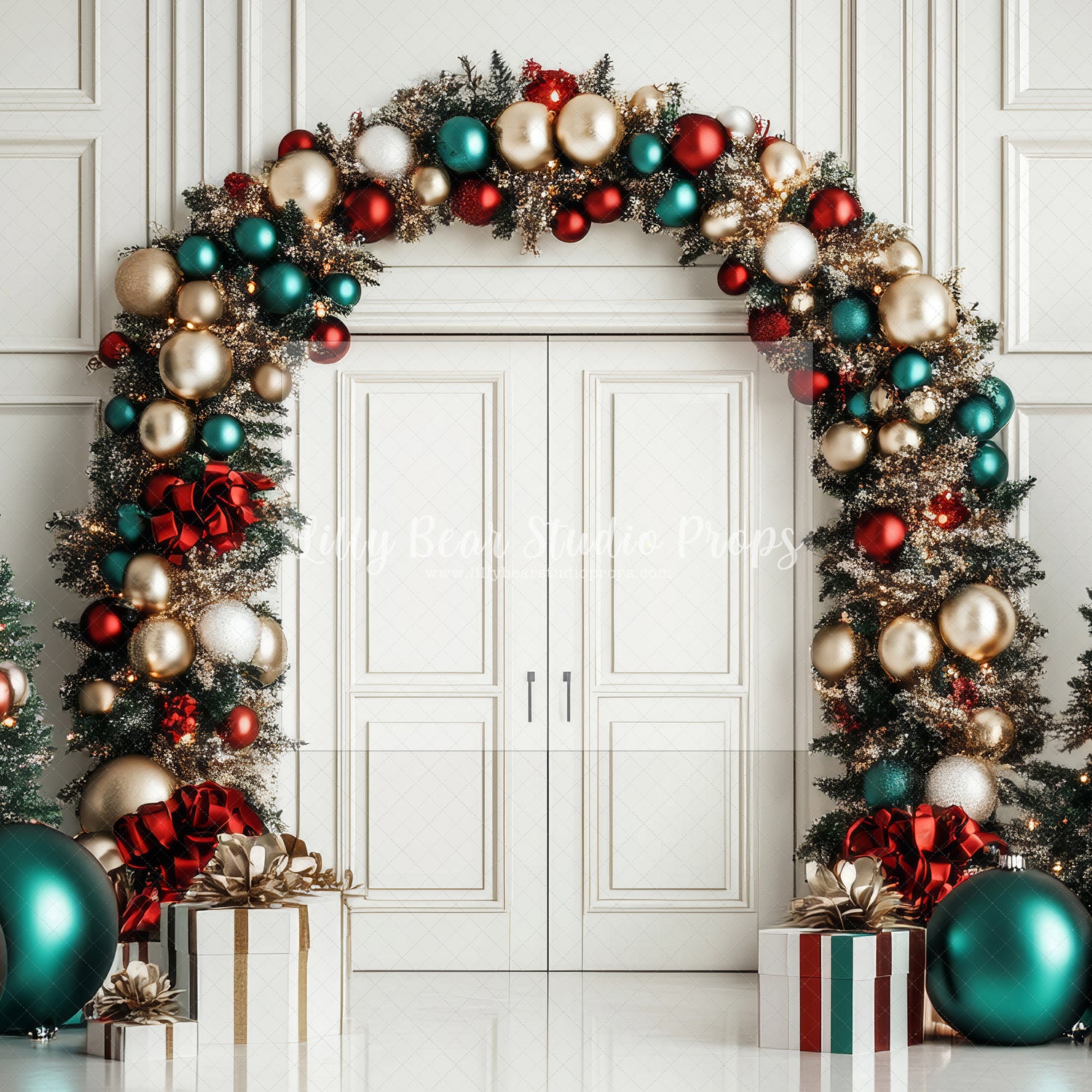 Green & Red Modern Christmas Arch Doorway - Sweep Option