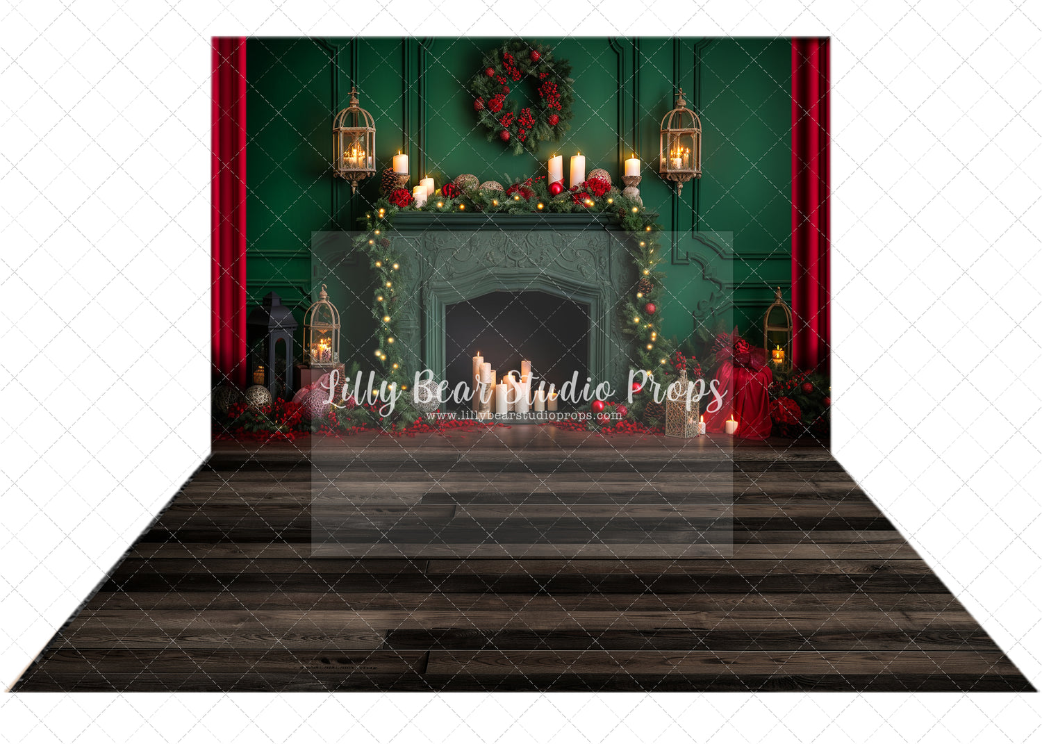 Jolly Christmas Fireplace with Wednesday Wood