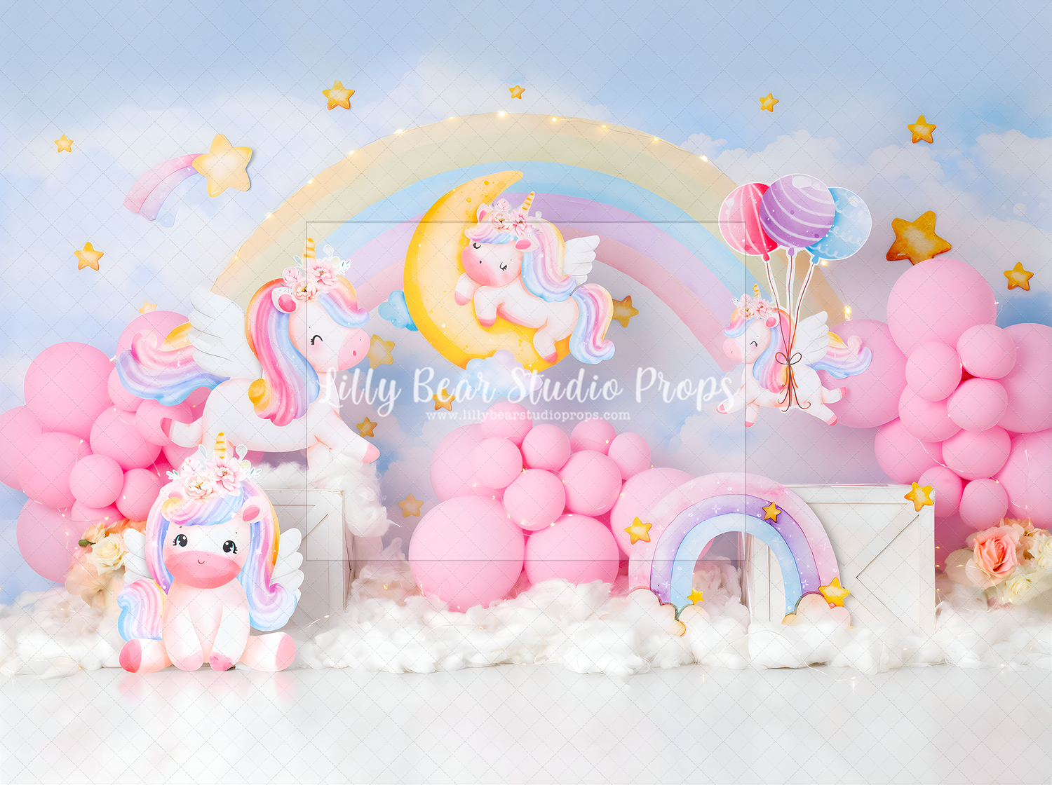 Pastel Unicorn Rainbow and Clouds