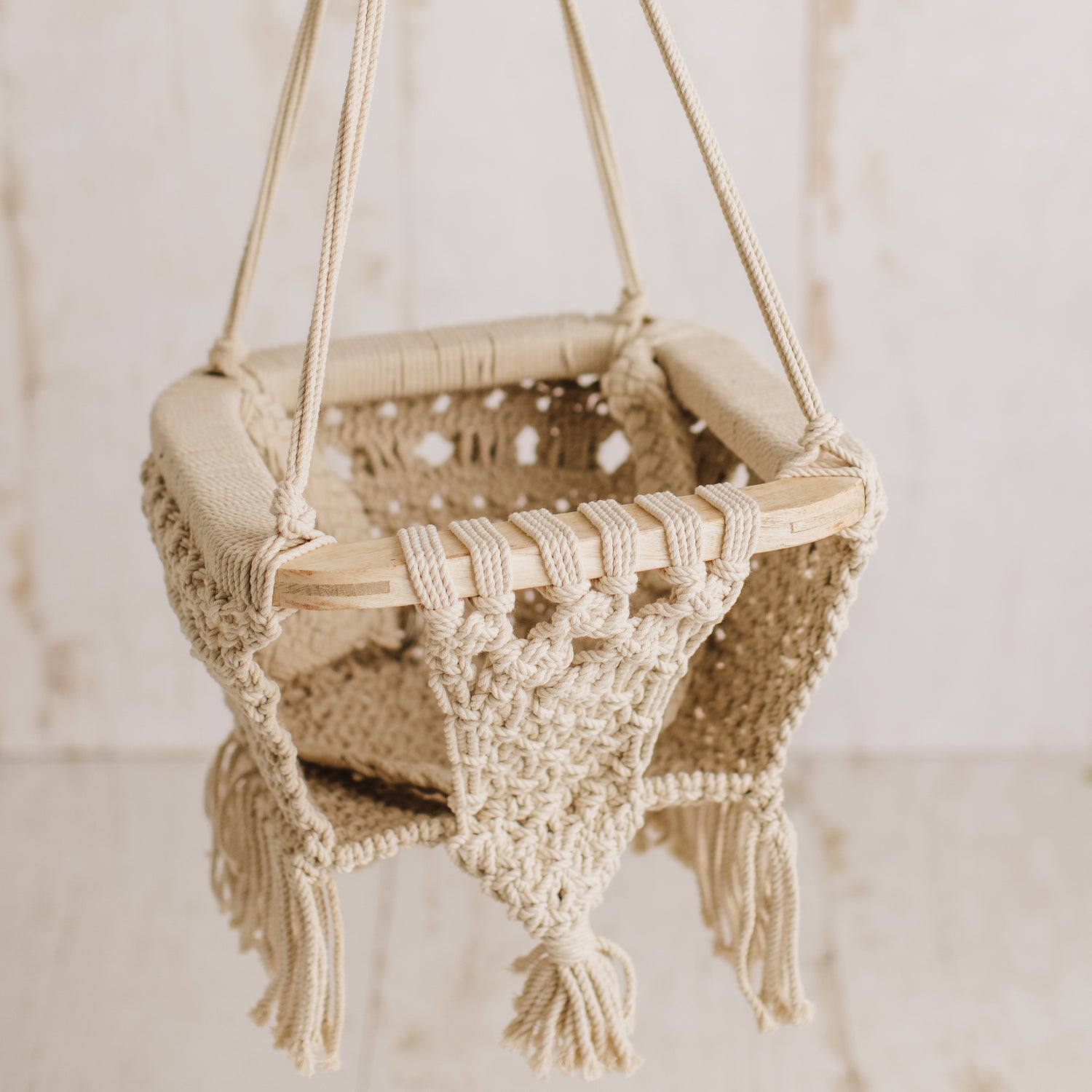Macrame Baby Swing - Lilly Bear Studio Props, baby swing, boho, boho prop, boho swing, macrame, swing