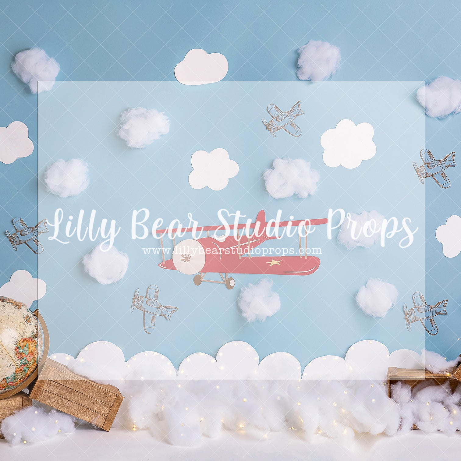 Let's take off - Lilly Bear Studio Props, airplane, airplane hanger, airplane one, airplanes, aviation, aviator, clouds, Fabric, FABRICS, global, globe, glove, love airplane, oh how time flies, oh how times flies, paper airplanes, planes, red airplane, time flies, up and away, vintage airplanes