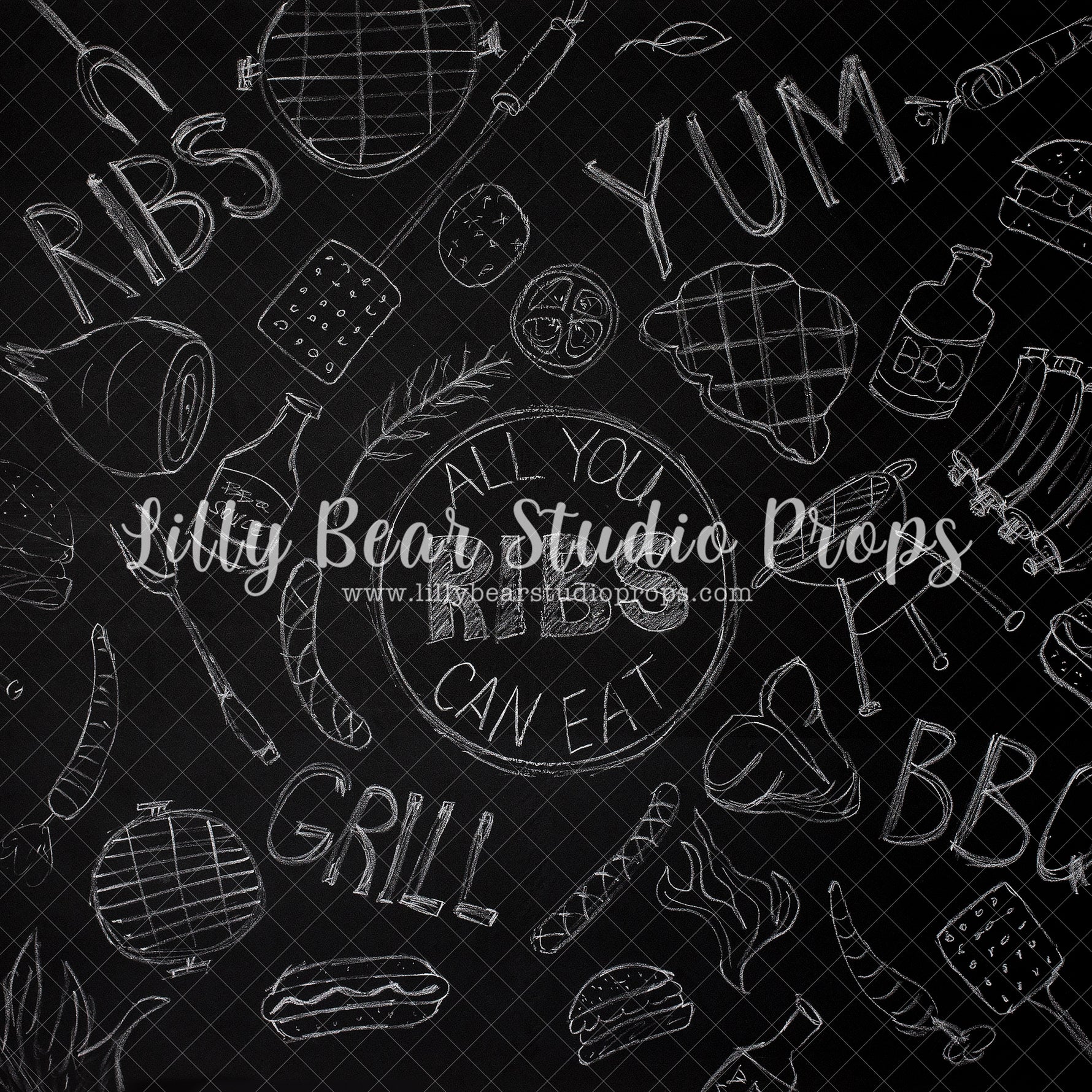 All You Can Eat by EllaBean sold by Lilly Bear Studio Props, bbq - birch wood - Fabric - FABRICS - food - grill - meat