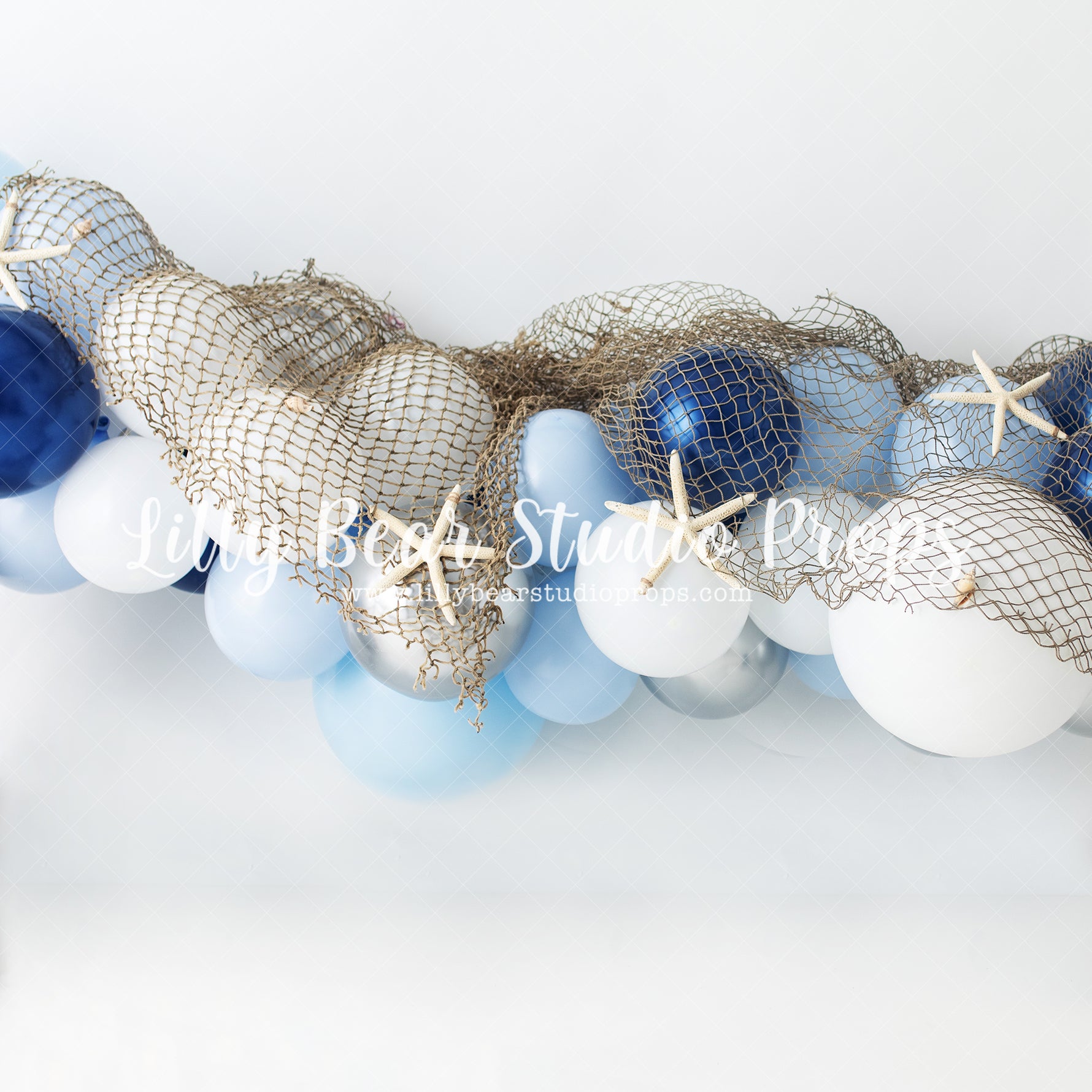 Anchor Away - Lilly Bear Studio Props, anchor, anchor away, anchors away, balloon, balloon arch, balloon garland, balloon party, beach balloon, beach balloon garland, Fabric, fishnet, netting, Wrinkle Free Fabric
