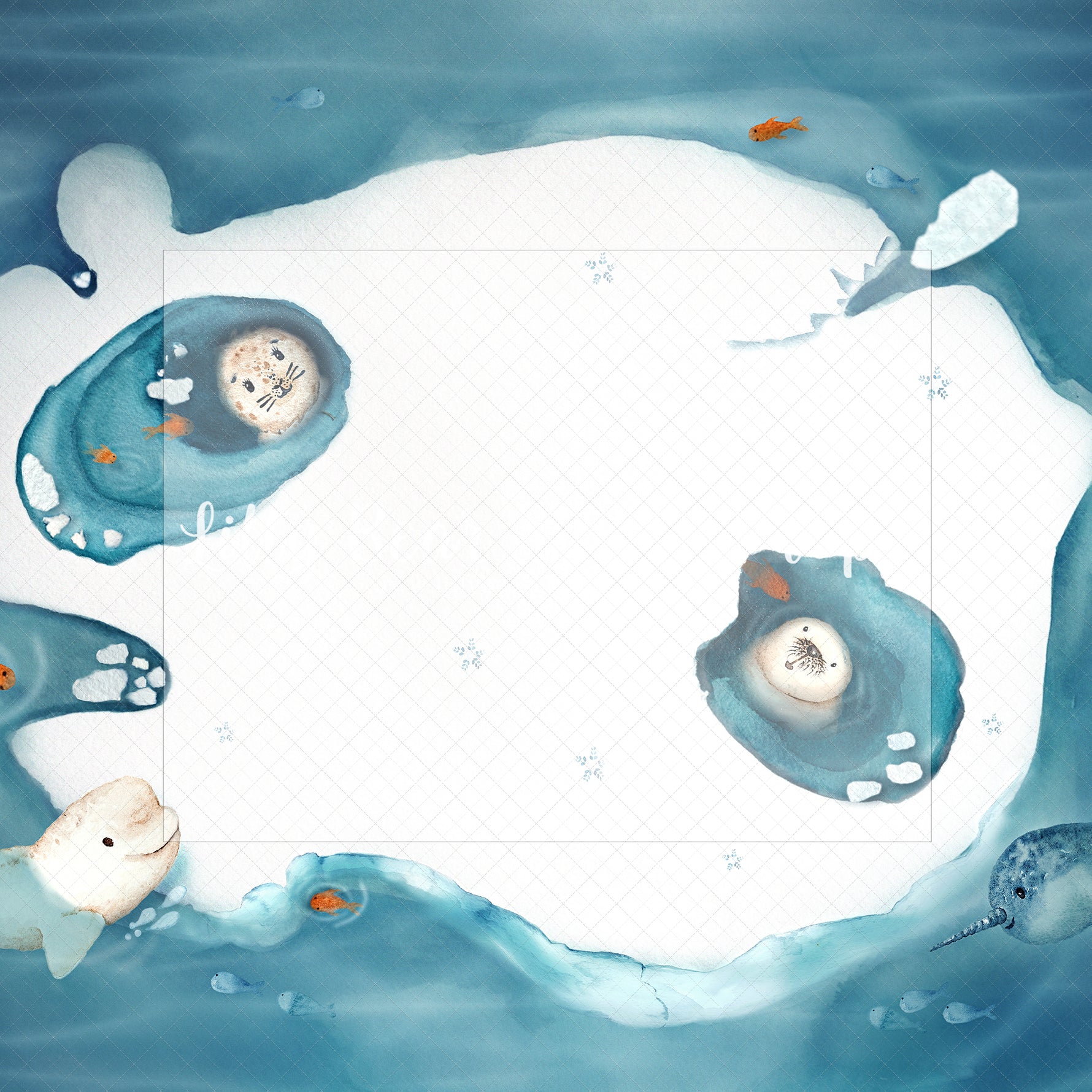 Arctic Floor - Lilly Bear Studio Props, arctic, arctic adventures, arctic animals, arctic pines, cold, cold water, ice, icey, penguin, penguins, seal, seals, underwater, water