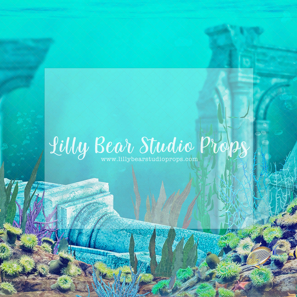 Atlantis - Lilly Bear Studio Props, aqua, Fabric, girls, glitter, sea, under the sea, under water, underwater, water, waves, Wrinkle Free Fabric
