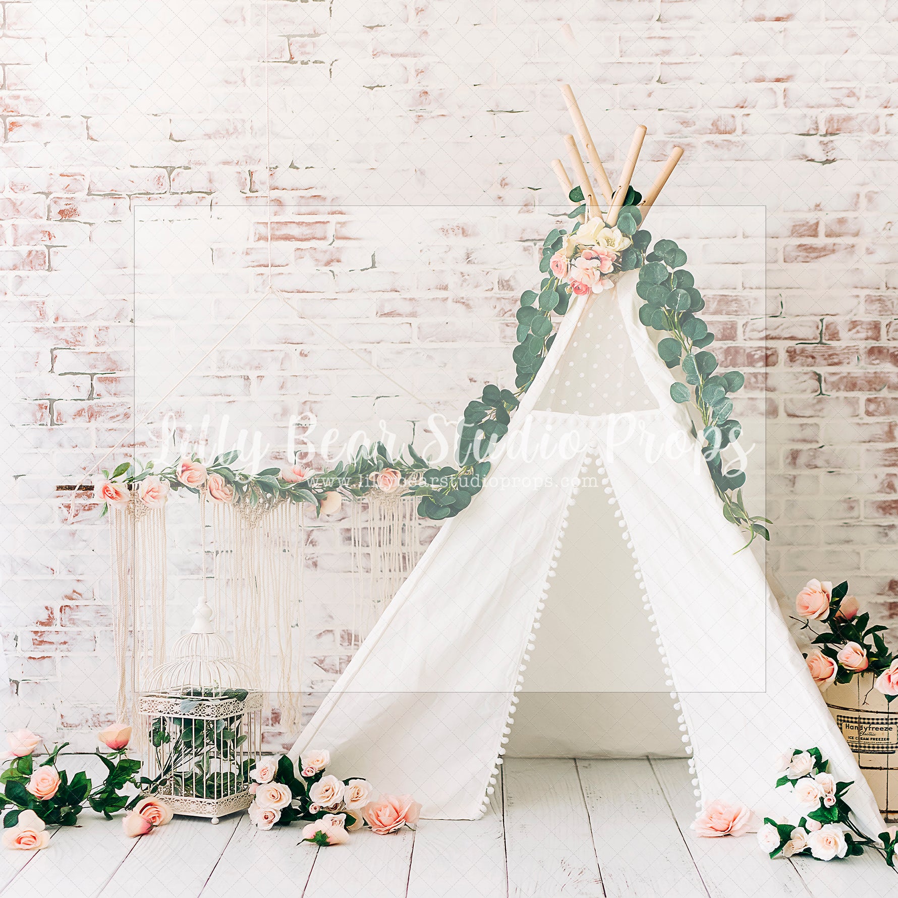 Blush Rose Boho Teepee - Lilly Bear Studio Props, blush roses, blushing, boho, boho chic, boho garden, boho greenery, boho prop, boho spring, boho teepee, FABRICS, floral, floral boho, floral doors, flower garden, girl, paper flower wall, paper flowers, pastel pink flowers, pink flowers, pink rose, pink roses, spring boho