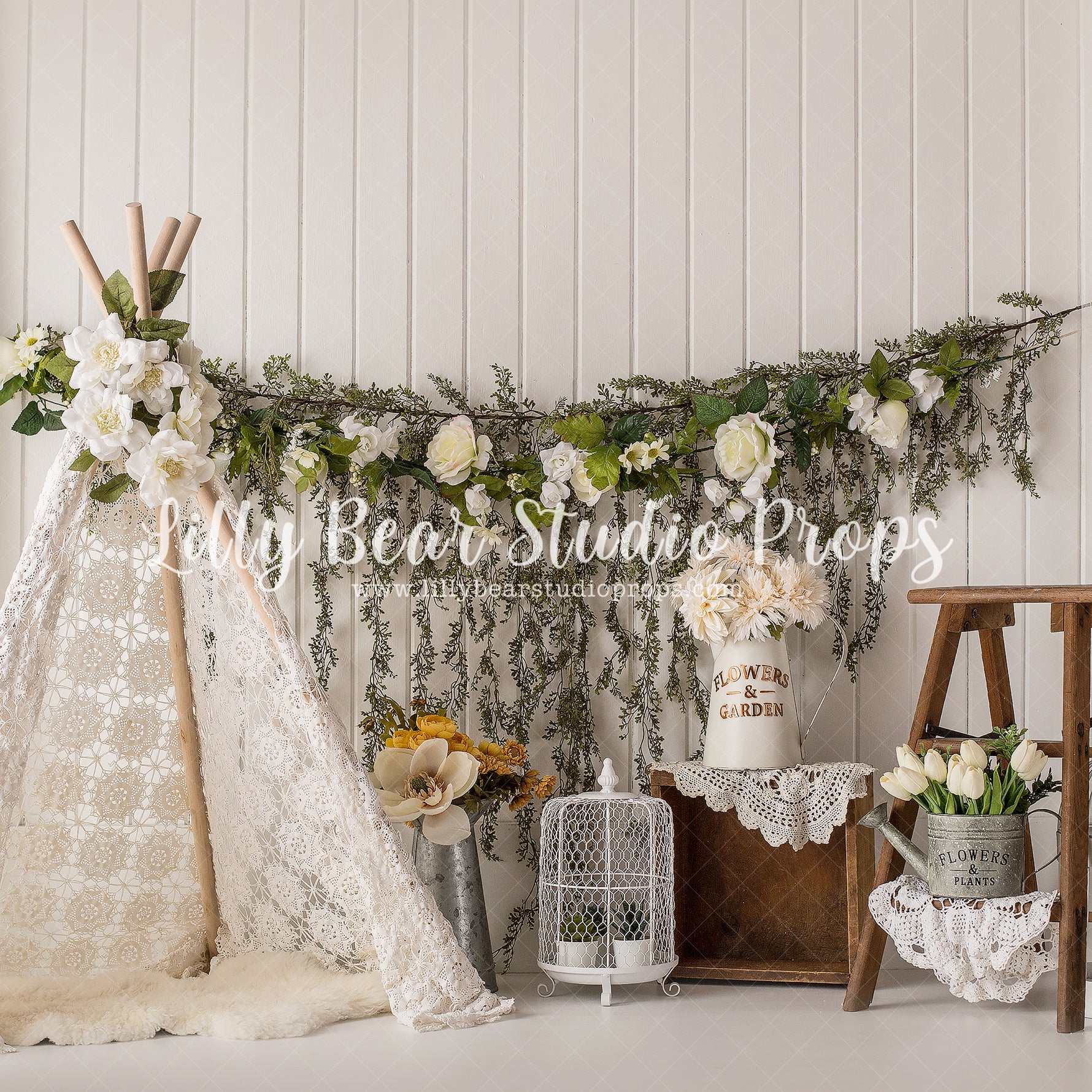 Boho Spring by Lilly Bear Studio Props sold by Lilly Bear Studio Props, balloons - boho - cake smash - easter - Fabric