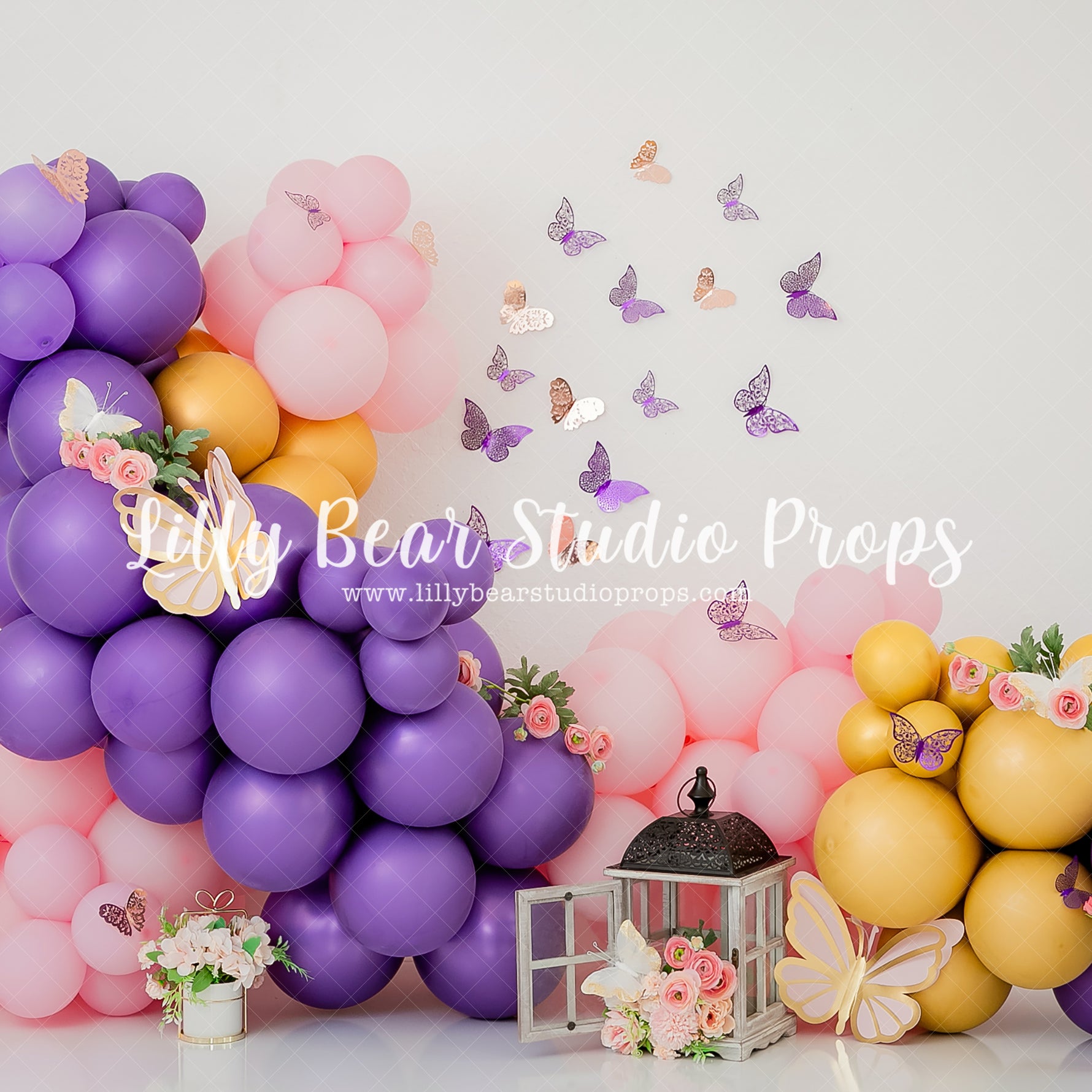Butterfly Balloon Garden Garland - Lilly Bear Studio Props, all star, all stars, blue stars, Fabric, galaxy, galaxy sky, gold stars, lantern, lights, little all star, little star, little stars, milky way, moon stars, silver star, silver stars, star, star birthday, star girl, starry sky, stars, stars clouds, stars in sky, twinkle twinkle little star, white stars, Wrinkle Free Fabric, yellow stars