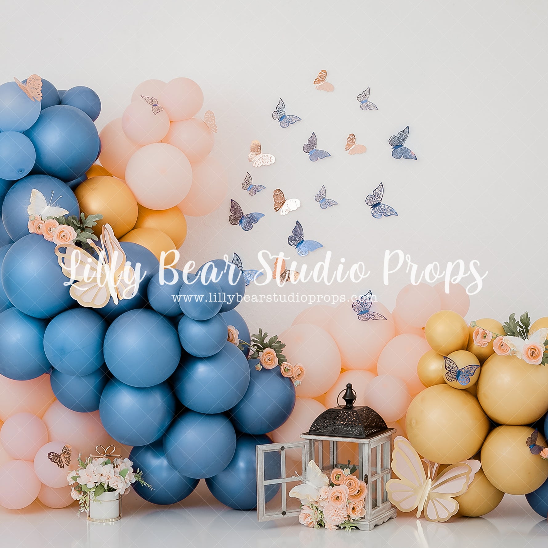 Butterfly Blues Balloon Garland - Lilly Bear Studio Props, all star, all stars, blue stars, Fabric, galaxy, galaxy sky, gold stars, lantern, lights, little all star, little star, little stars, milky way, moon stars, silver star, silver stars, star, star birthday, star girl, starry sky, stars, stars clouds, stars in sky, twinkle twinkle little star, white stars, Wrinkle Free Fabric, yellow stars