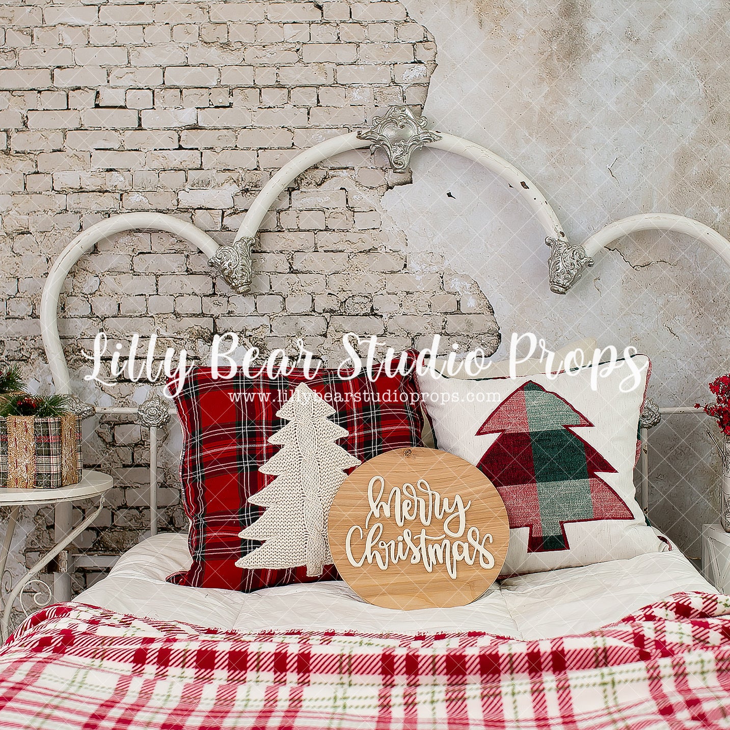 Cozy for Christmas by Karissa Knowles Photography sold by Lilly Bear Studio Props, bed - bed time - chrismas lights - c