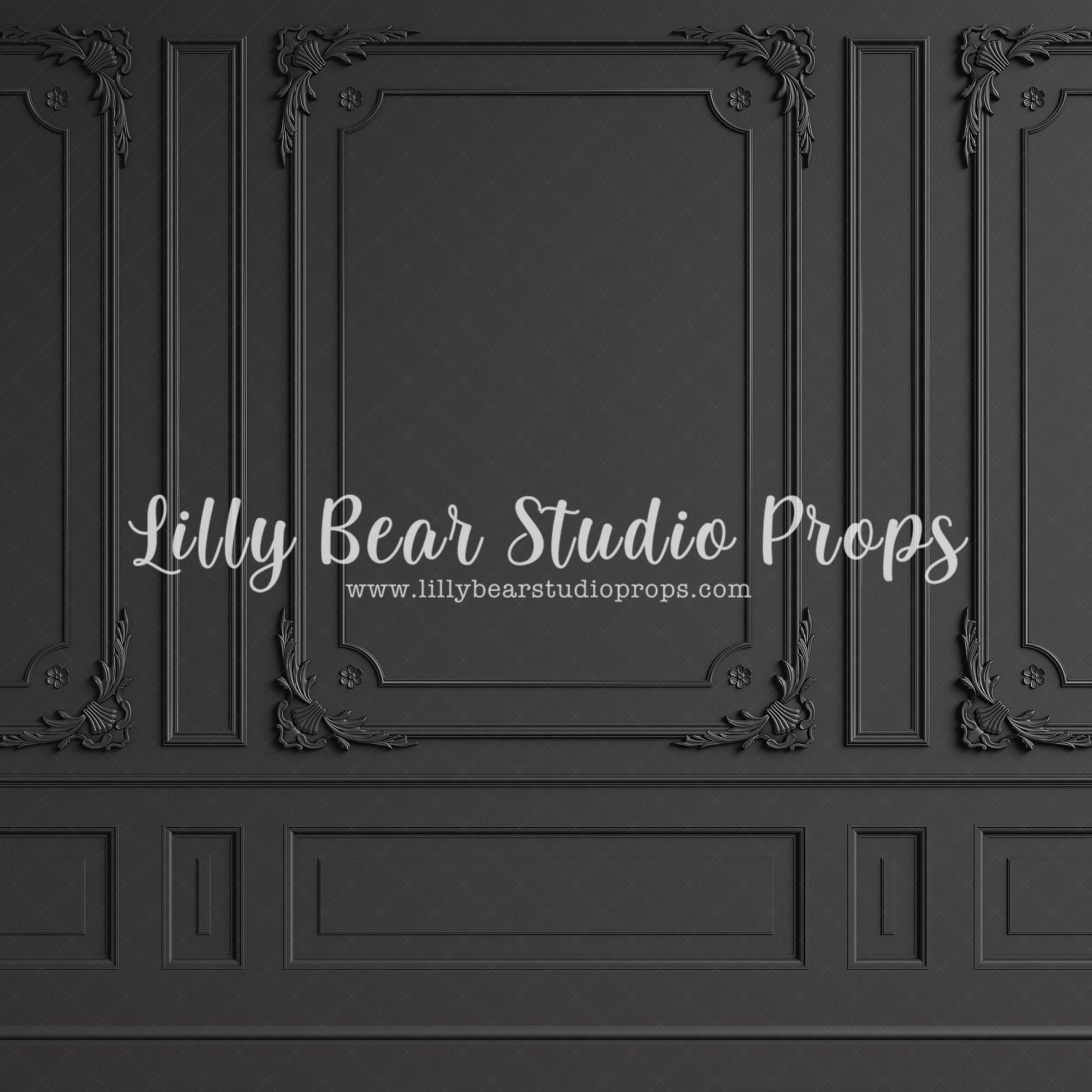 Dark Elegance by Lilly Bear Studio Props sold by Lilly Bear Studio Props, black vintage wall - black wainscotting - bla
