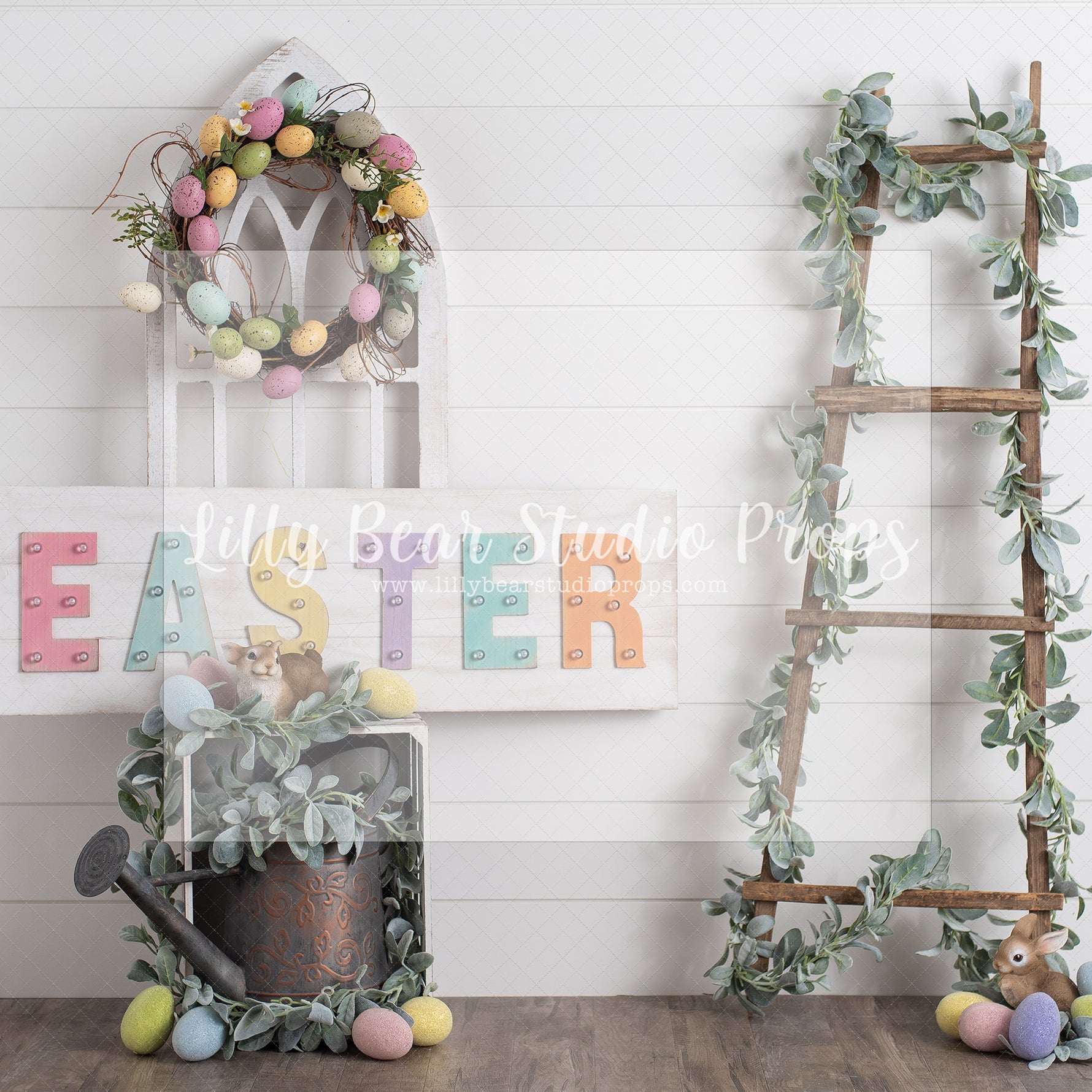 Easter Ladder - Lilly Bear Studio Props, boho spring, easter, easter backdrop, easter basket, easter bunny, easter egg, easter eggs, easter garden, easter mini, easter wreath, FABRICS, flower barn doors, flower garden, flower window, flowers, happy easter, spring, spring garden