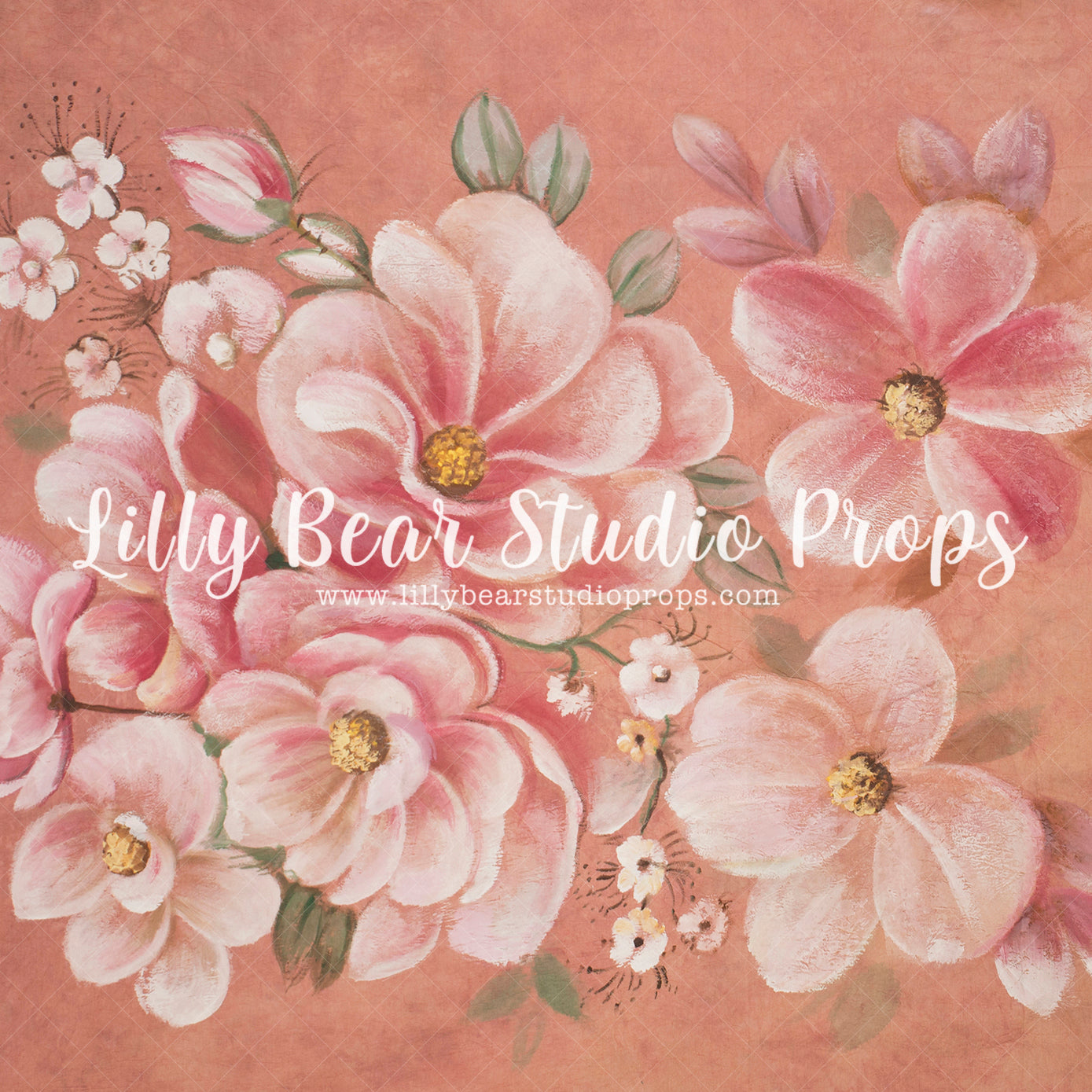 Eremerang - Lilly Bear Studio Props, FABRICS, floral, floral garden, floral sweep, flowers, garden flowers, hand painted, hand painted floral, painted, pink, pink flowers, sweep, textured, yellow flowers