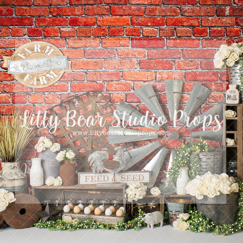 Feed And Seed - Lilly Bear Studio Props, barn door, bread, easter garden, FABRICS, floral garden, flower market, red barn, red barn spring, red barn wood, spring, spring garden