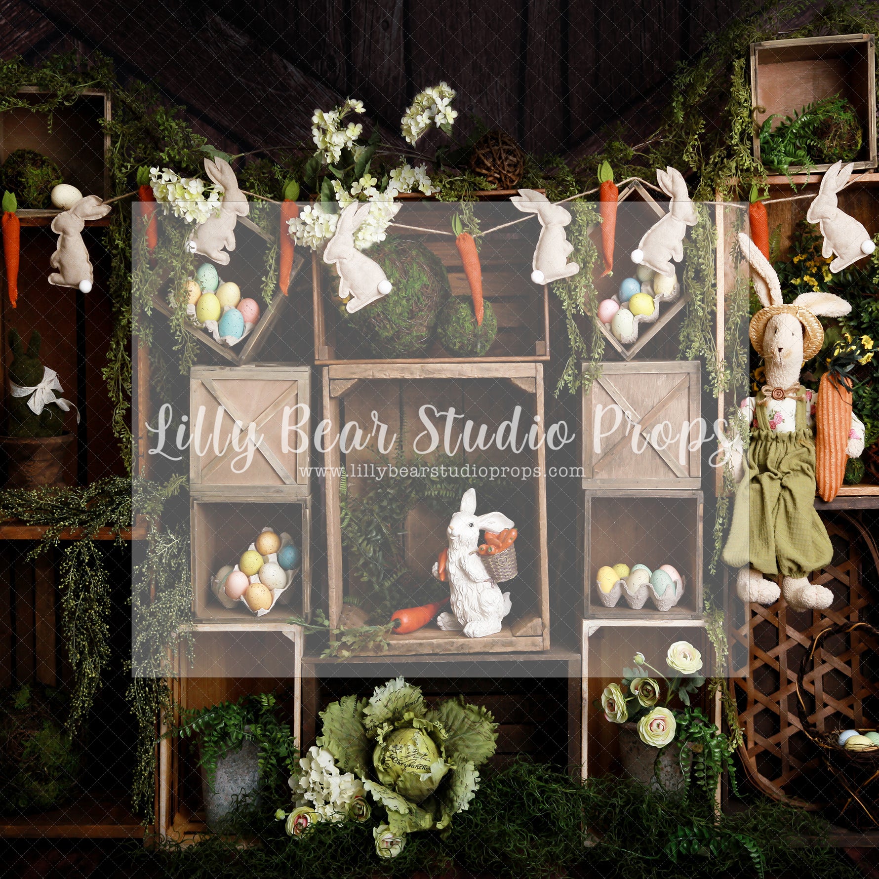 Garden Box Wall Bunny Carrots - Lilly Bear Studio Props, boho spring, bunny, bunny garden, bunny one, bunny trail, carrot, carrots, easter, easter backdrop, easter basket, easter bunny, easter eggs, easter mini, FABRICS, flower barn doors, flower garden, flower stand, some bunny is one, spring, spring camper, spring garden