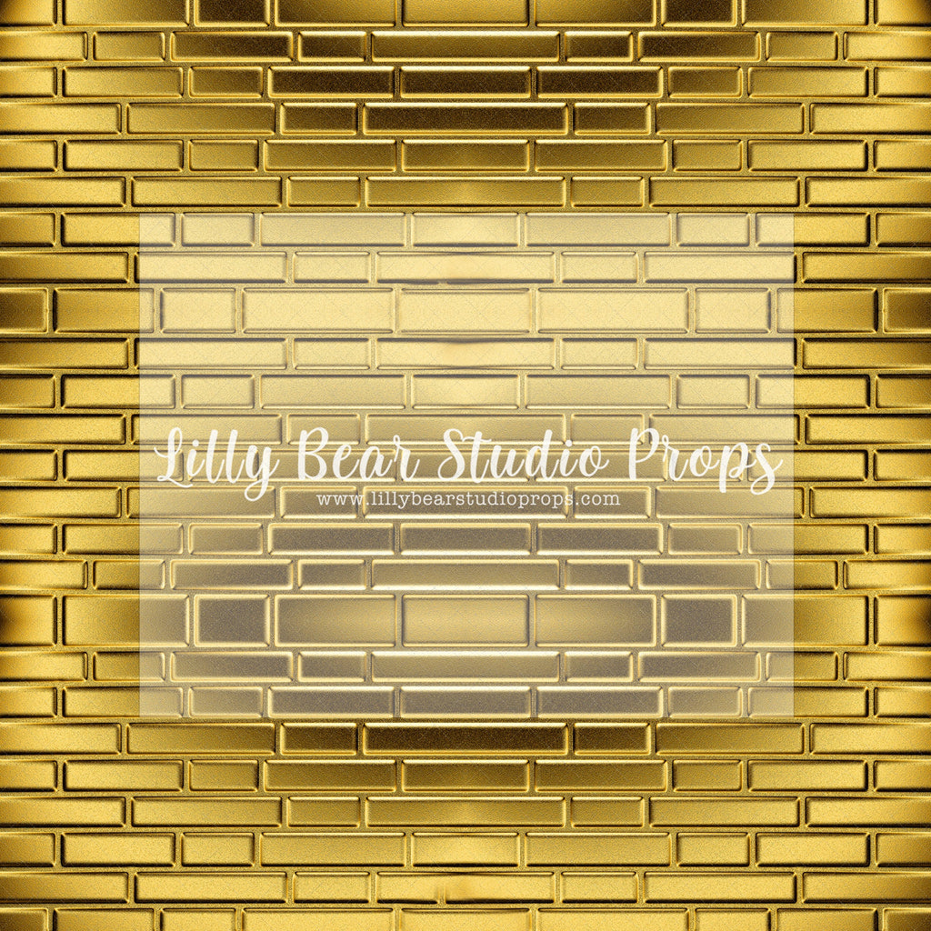 Gold Brick Wall - 96x60' Wrinkle Free Fabric RTS - Lilly Bear Studio Props, brick, Brick Wall, gold, gold brick, gold brick wall, money brick