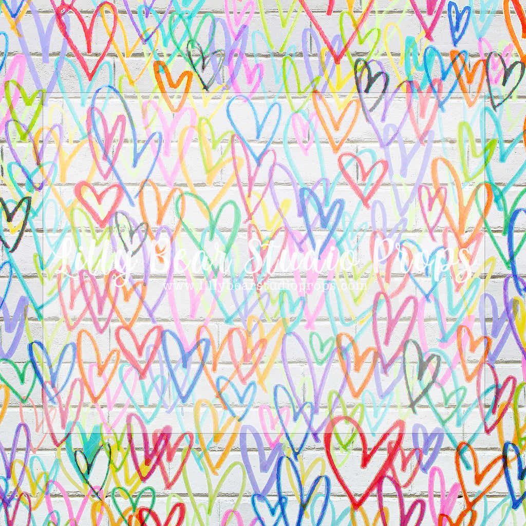 Graffiti Hearts - Lilly Bear Studio Props, arrow heart, arrows, balloons, clear balloons, cupids arrow, door, door wall, doors, doorway, FABRICS, girl, girl balloons, gold balloons, heart, heart brick, hearts and arrows, love balloon, pink clouds, pink doors, valentine, valentine doors, valentine's card, valentines, valentines day