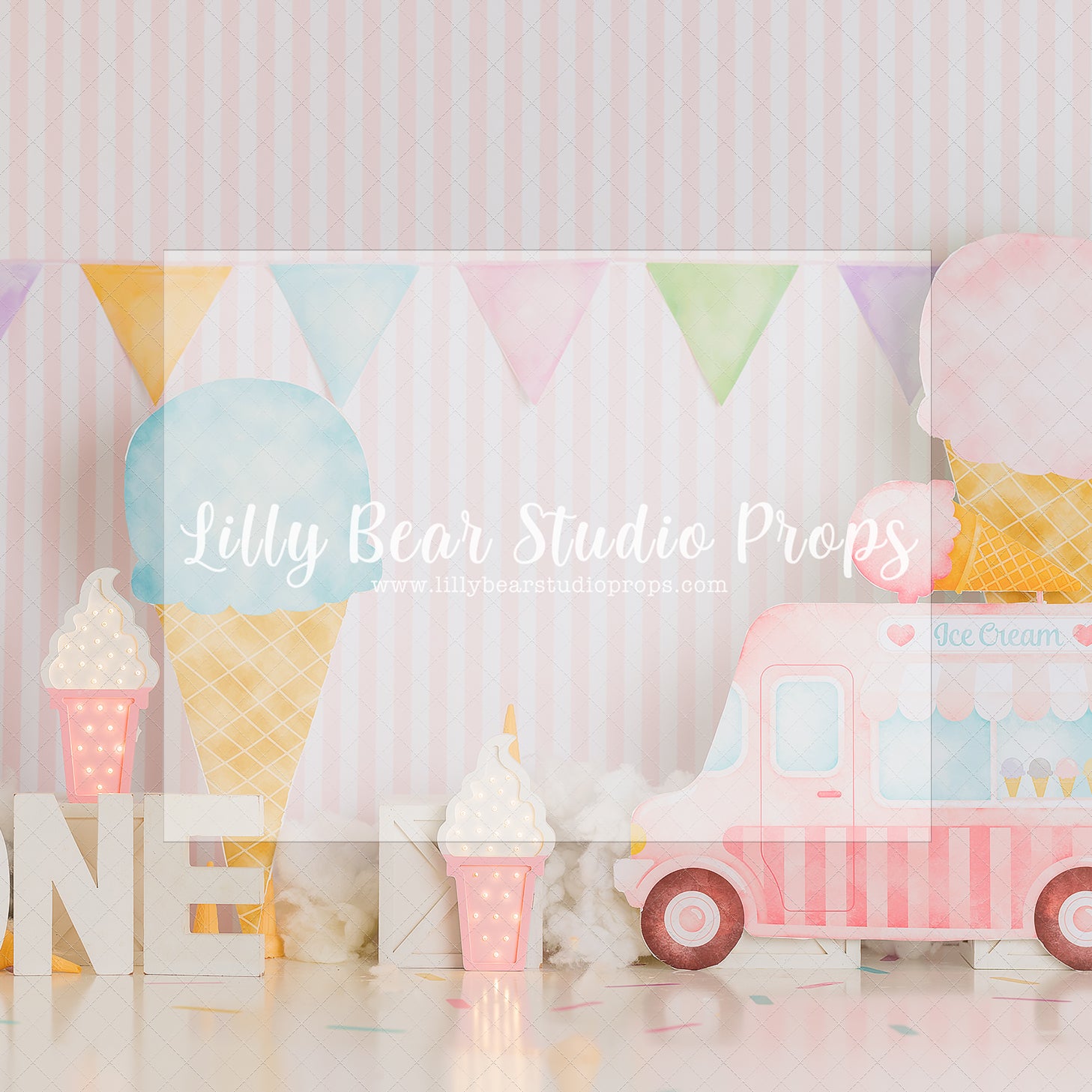 I Scream Parlor - Lilly Bear Studio Props, birthday, blue, blue and white, blues, boy, boy birthday, boy theme, boys, cake smash, first birthday, hot air balloon, hot air balloon rainbow, hot air balloons, ice cream, Ice cream parlor, ice cream shop, ice cream truck, one year, party, pastel, pastel ice cream, sky blue, smash, smash birthday, sweet one, sweet treats