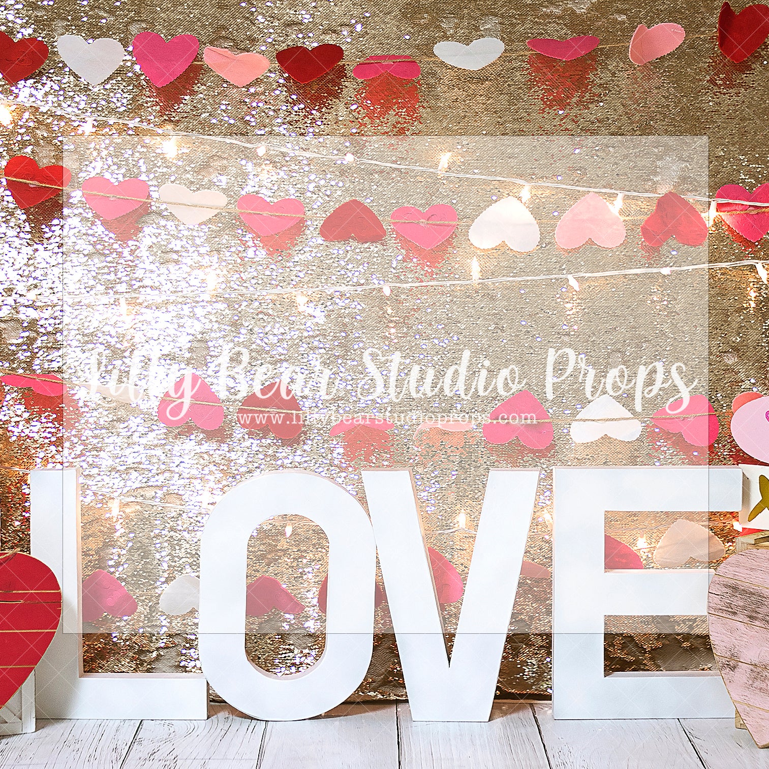 LOVE STRINGS - Lilly Bear Studio Props, FABRICS, girl, gold, gold and red, headboard, heart, heart gems, heart marquee, hearts and arrows, hippie, ladder, love balloon, love is sweet, mantel, pink and gold, pink clouds, pink doors, red truck, sequence gold, valentine, valentine booth, valentine clouds, valentine door, Valentine mantel, valentine truck, valentine's card, valentines, valentines day, xoxo