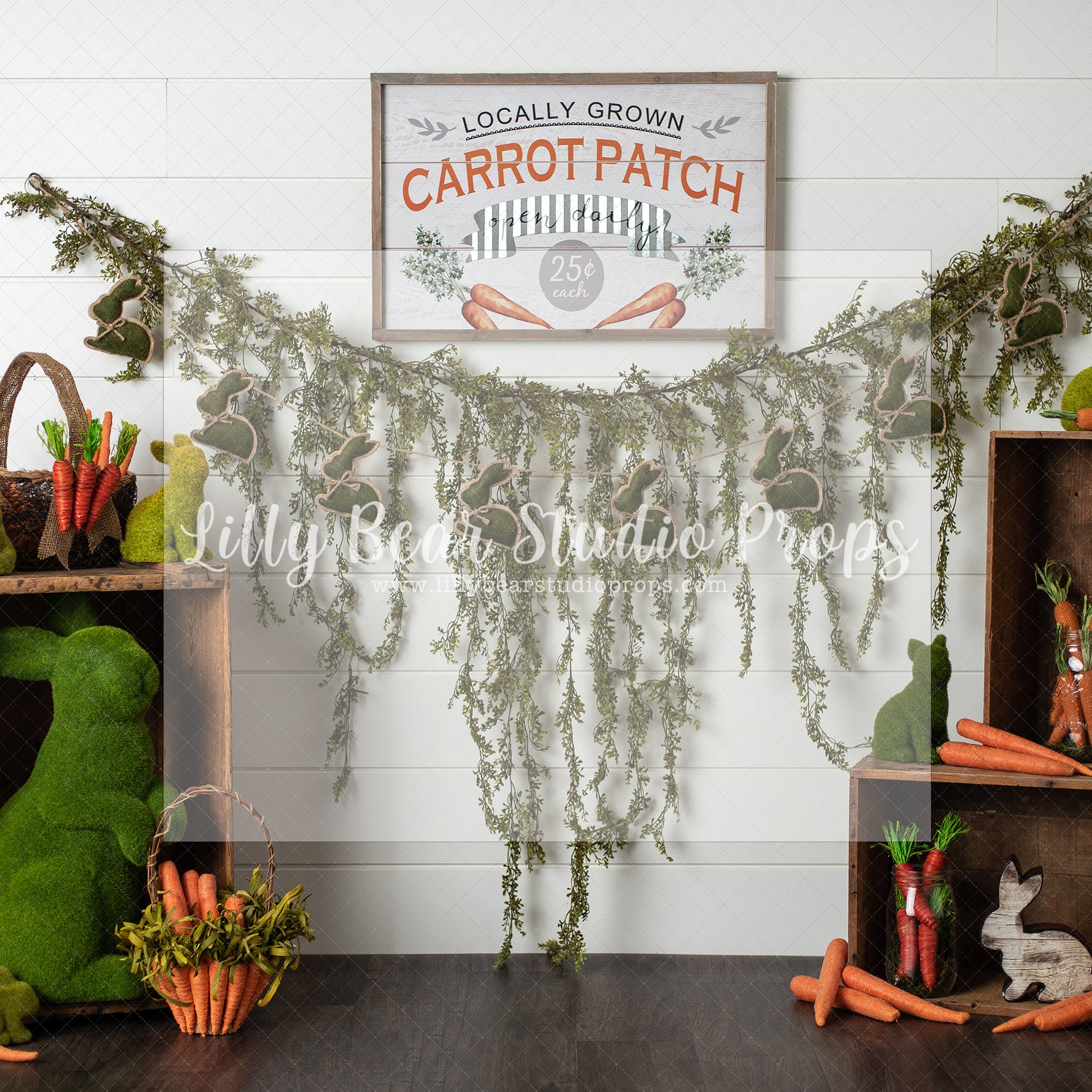 Locally Grown Carrot Patch - Lilly Bear Studio Props, boho spring, bunnies, bunny, carrots, easter, easter backdrop, easter basket, easter bunny, easter egg, easter eggs, easter garden, easter mini, easter wreath, FABRICS, flower barn doors, flower garden, flower window, flowers, happy easter, spring, spring garden