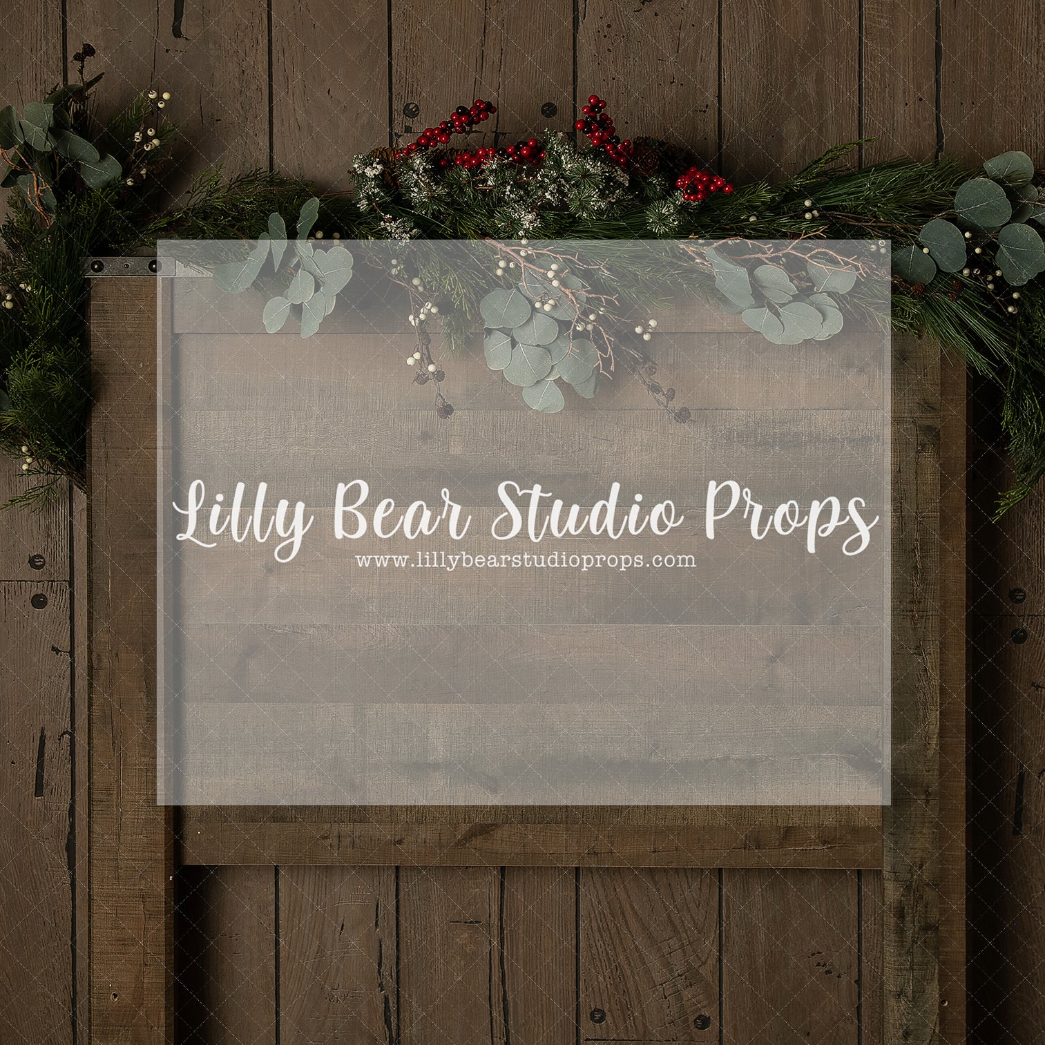 Mistletoe Headboard - Lilly Bear Studio Props, christmas, Cozy, Decorated, Festive, Giving, Holiday, Holy, Hopeful, Joyful, Merry, Peaceful, Peacful, Red & Green, Seasonal, Winter, Xmas, Yuletide