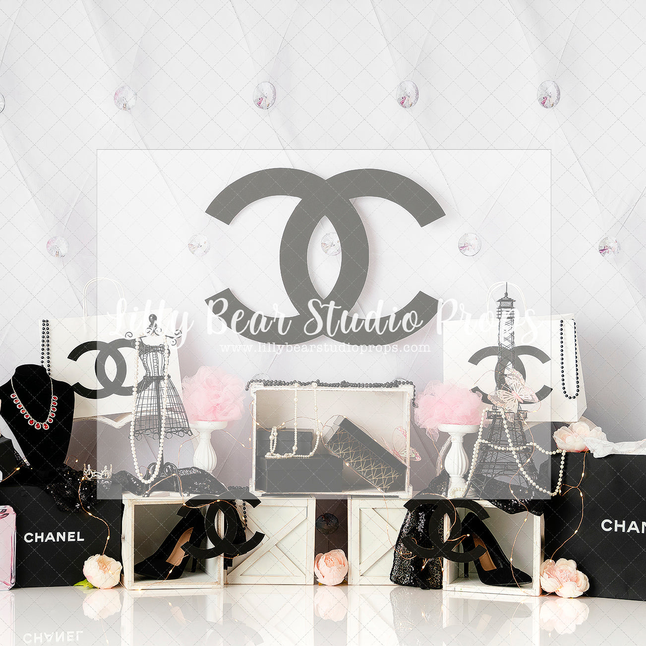 Oh Chanel - Lilly Bear Studio Props, chanel, coco chanel, designer fashion, fashion, fashion boutique, fashion designer, fashion diva, fashion store, fashionista, pink and black