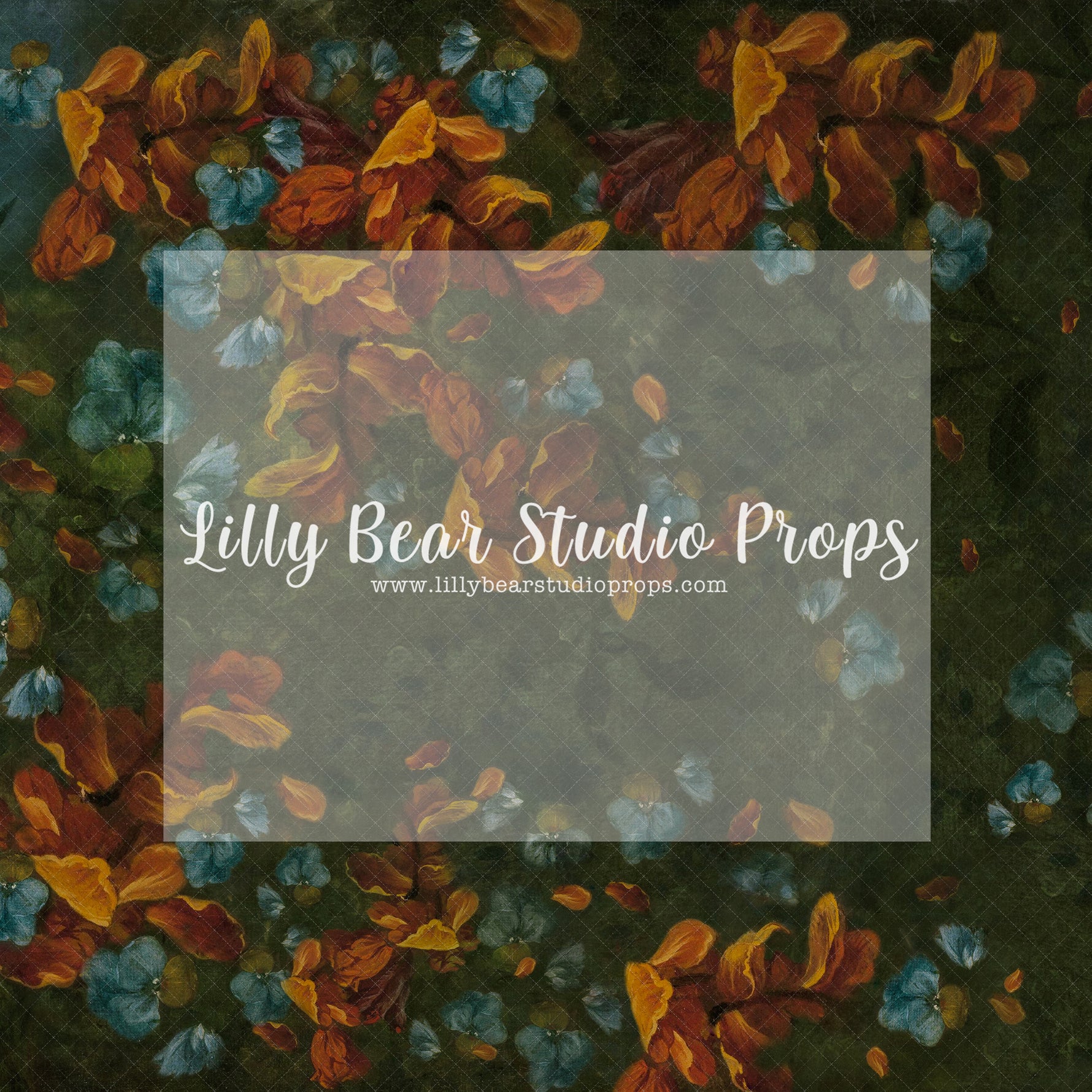 Orange Blue Floral - Lilly Bear Studio Props, fine art, floral, girls, hand painted