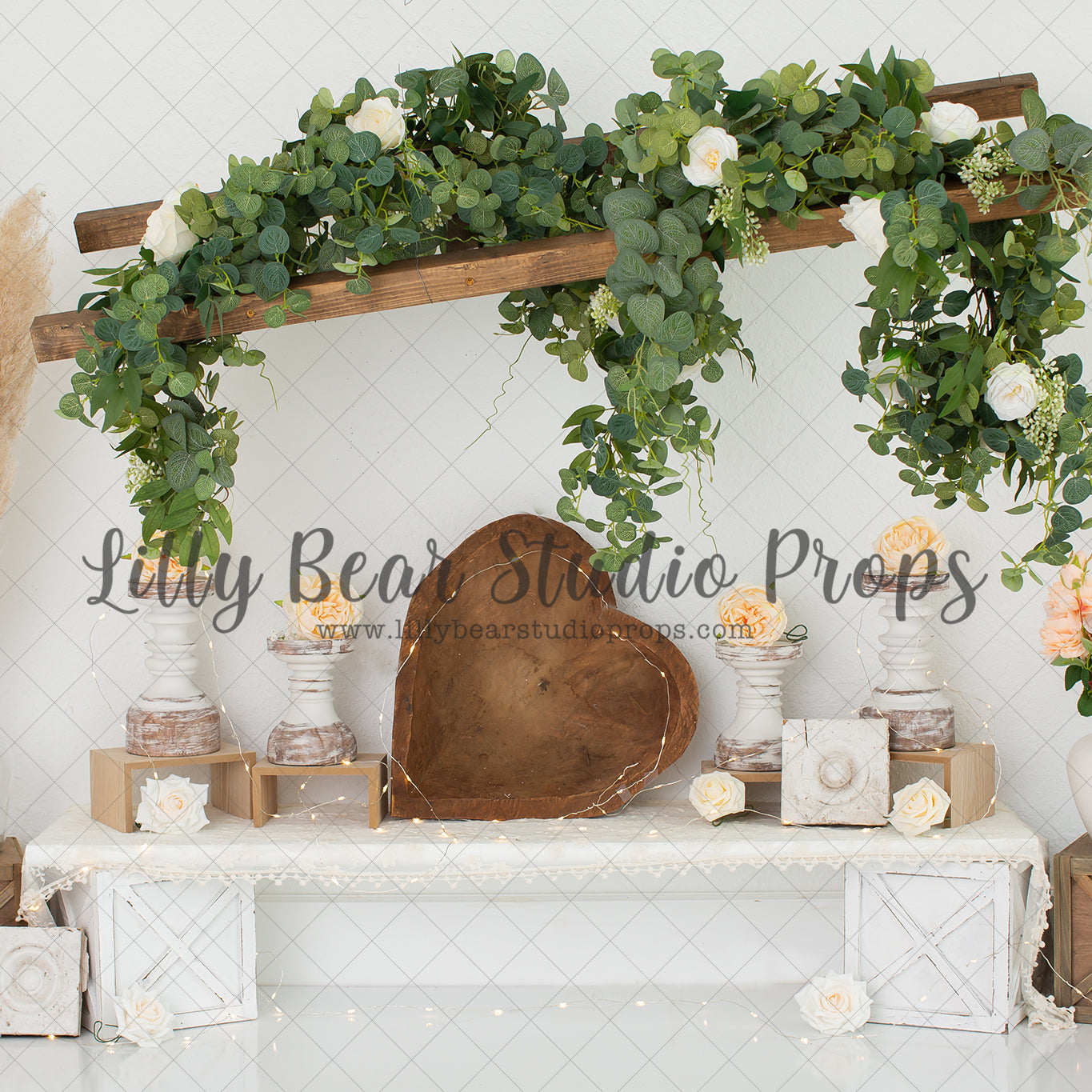 Pampas & Petals - Lilly Bear Studio Props, bloom, boho garden, boho spring, floral, floral vines, flower, flowers, flowers vines, green, ladder, large flowers, Pampas, spring, spring floral, spring flowers, spring ladder, springtime, vines