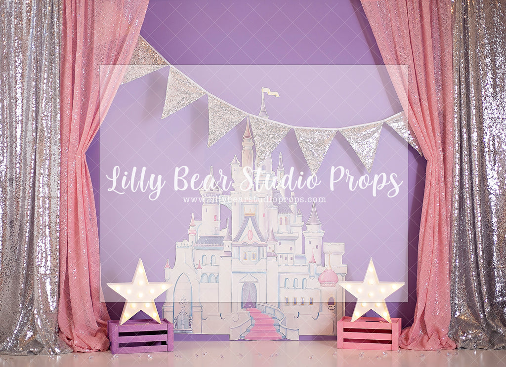 ONCE UPON A CASTLE - Lilly Bear Studio Props, Disney princess, Fabric, little princess, pink, pink and silver, pretty little princess, pretty princess, princess, princess cake smash, princess castle, princess party, princess wall, princesses, Wrinkle Free Fabric