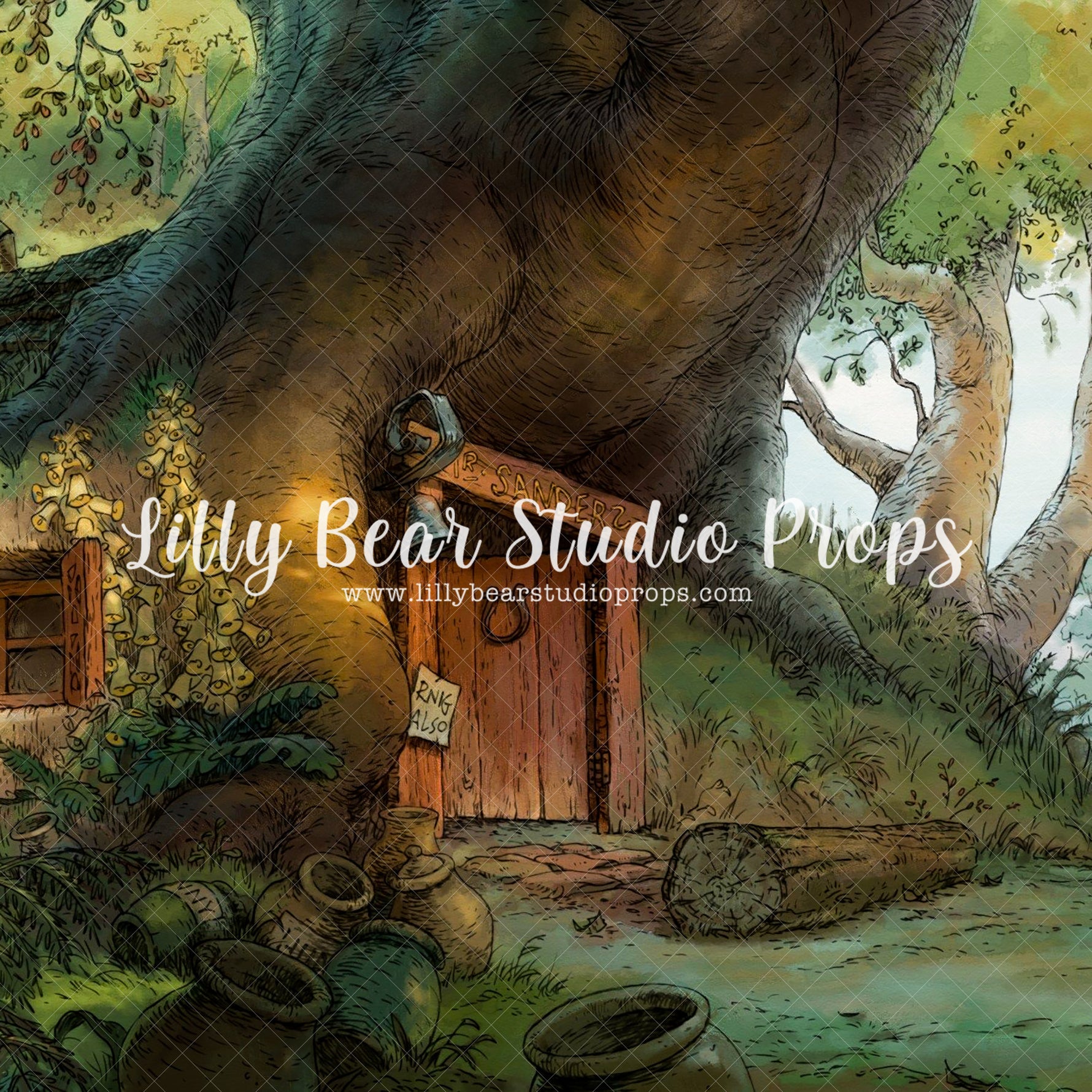 Pooh's Corner - Lilly Bear Studio Props, Christopher Robin, fabric, fairytale, forest, honey, honey bees, honey bucket, honey comb, honey comb nest, honey jar, honey pot, hundred acre wood, mr.sanders, piglet, poly, rabbit, roo, tigger, tree, tree house, vinyl, winnie, Winnie-The-Pooh