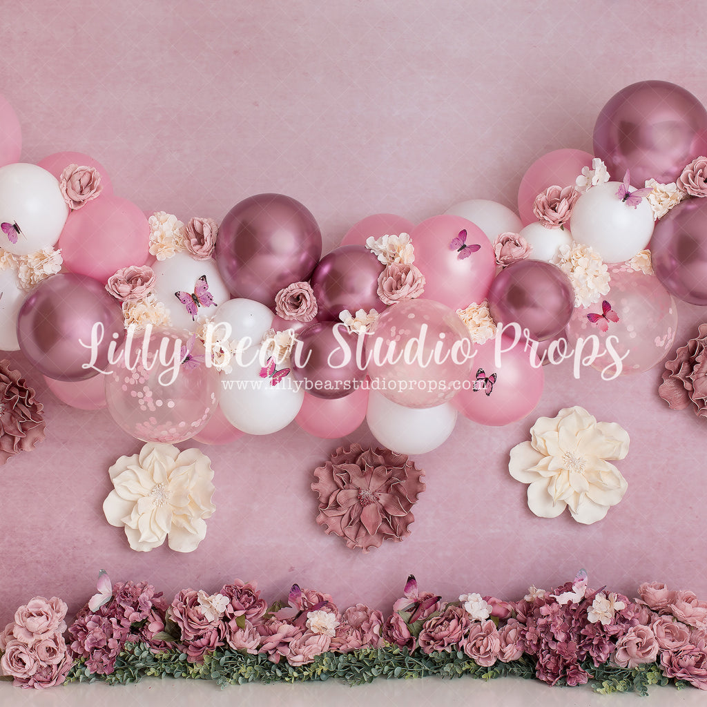 Pretty Pink Butterfly Garden by Daniella Photography sold by Lilly Bear Studio Props, balloon garland - birthday - butt