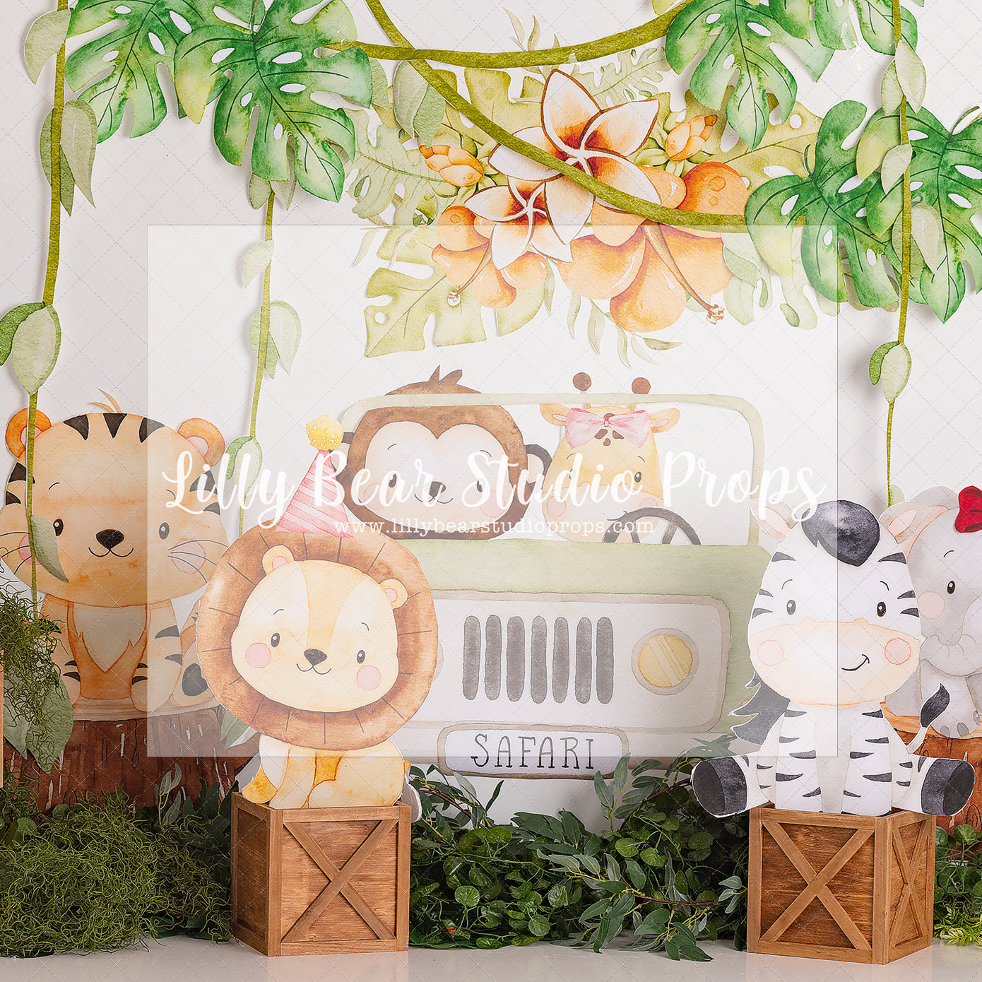 Roaring Jeep Ride - Lilly Bear Studio Props, aftrican lion safari, baby jungle, birthday, blue and white, blues, boy, boy birthday, boy theme, boys, cake smash, first birthday, hot air balloon, into the jungle, jungle, jungle animals, jungle first birthday, jungle one, jungle party, jungle safari party, little wild one, one year, rainforest jungle, safari, safari jeep, smash, smash birthday, welcome to the jungle, wild jungle, wild one