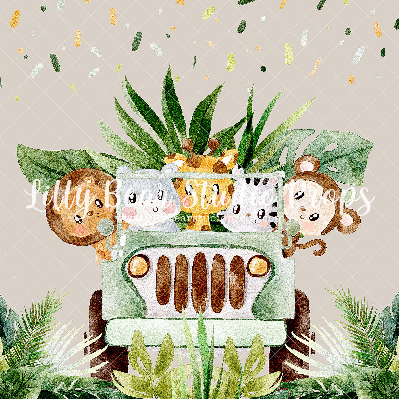 Safari Jeep Friends - Lilly Bear Studio Props, jungle safari party, safari