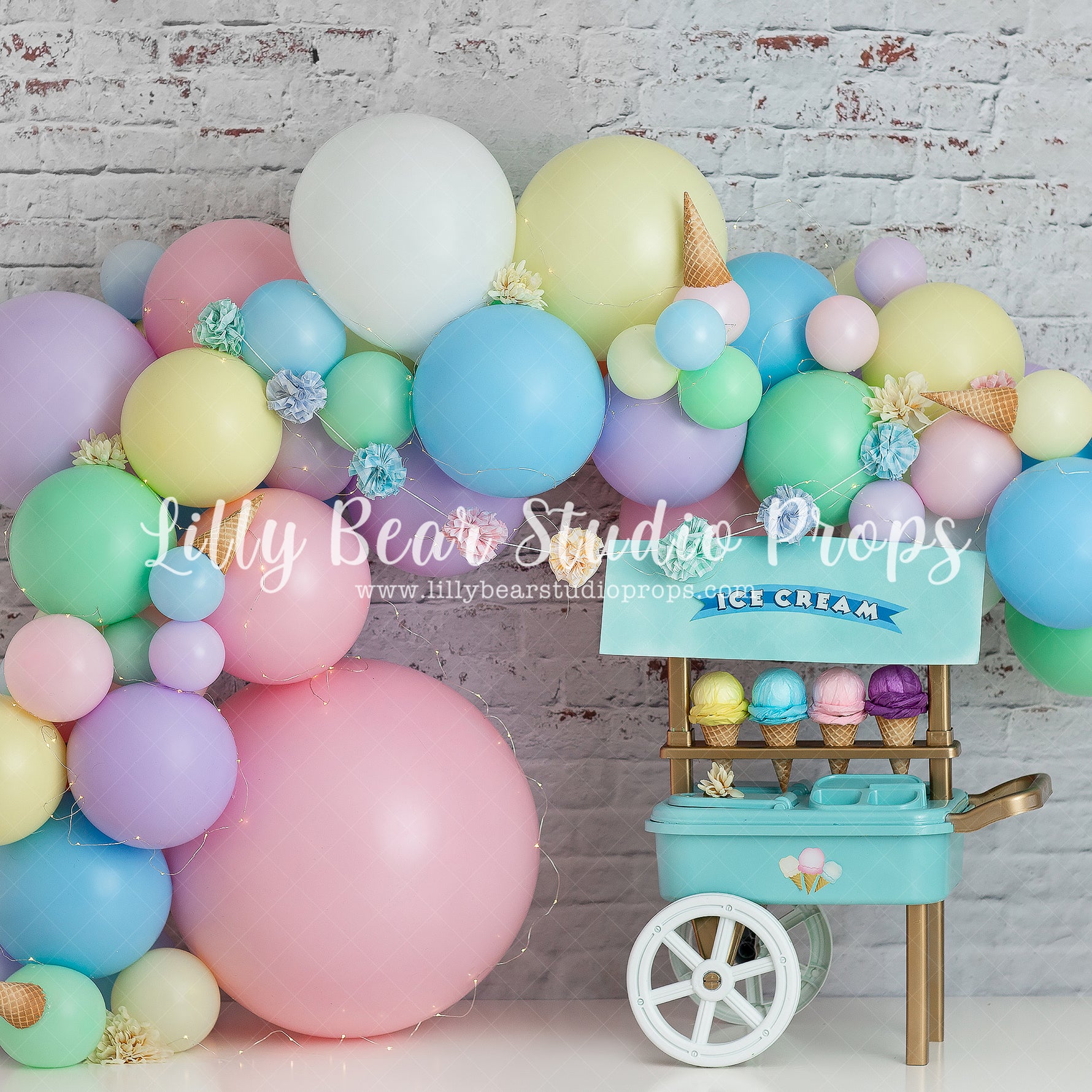 We All Scream For Ice Cream by Anything Goes Photography sold by Lilly Bear Studio Props, balloon - balloon arch - ball