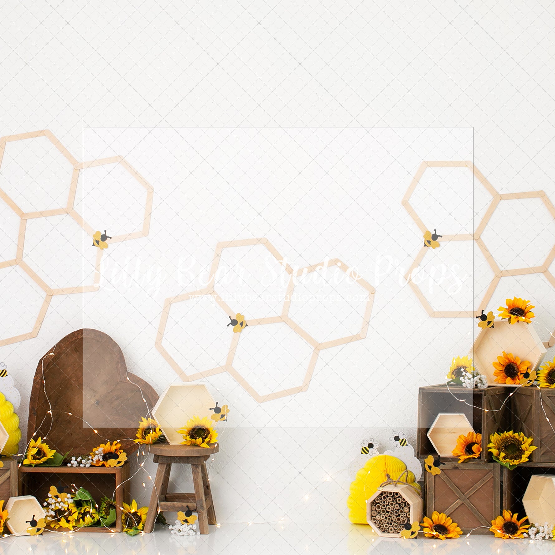 Spring Honey Bee's - Lilly Bear Studio Props, bloom, floral, flower, flowers, flowers vines, green, ladder, large flowers, spring, spring floral, spring flowers, spring ladder, springtime, sunflower, sunflower farm, sunflower fence, sunflower field, sunflower nest, sunflowers