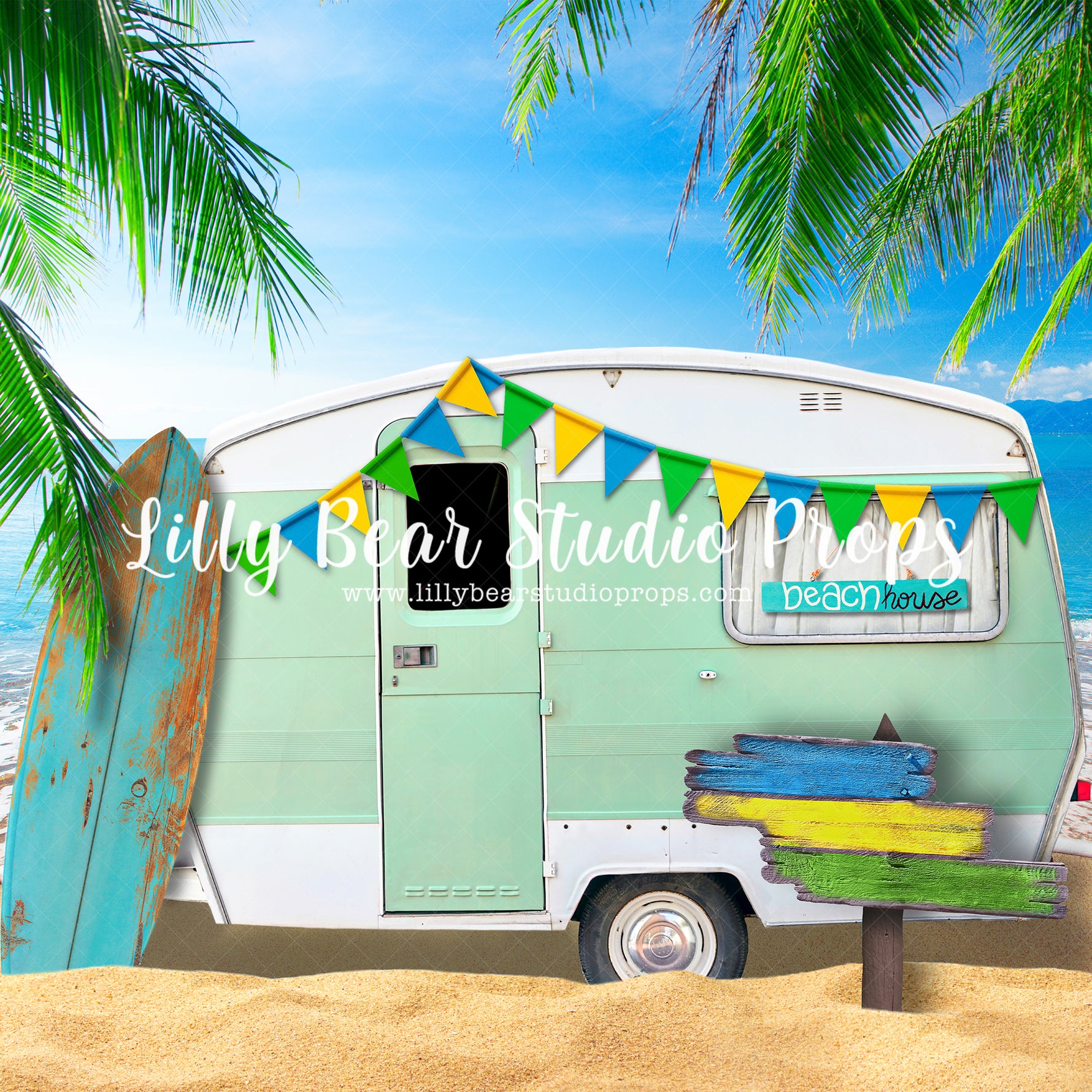 Summer Vibes by Jessica Ruth Photography sold by Lilly Bear Studio Props, beach - beach camper - beach sand - beach she