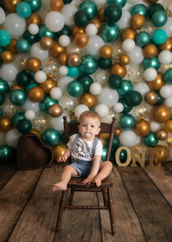 Teal & Gold Balloon Wall by OhSoBeauty Photography sold by Lilly Bear Studio Props, balloon - balloon arch - balloon ga
