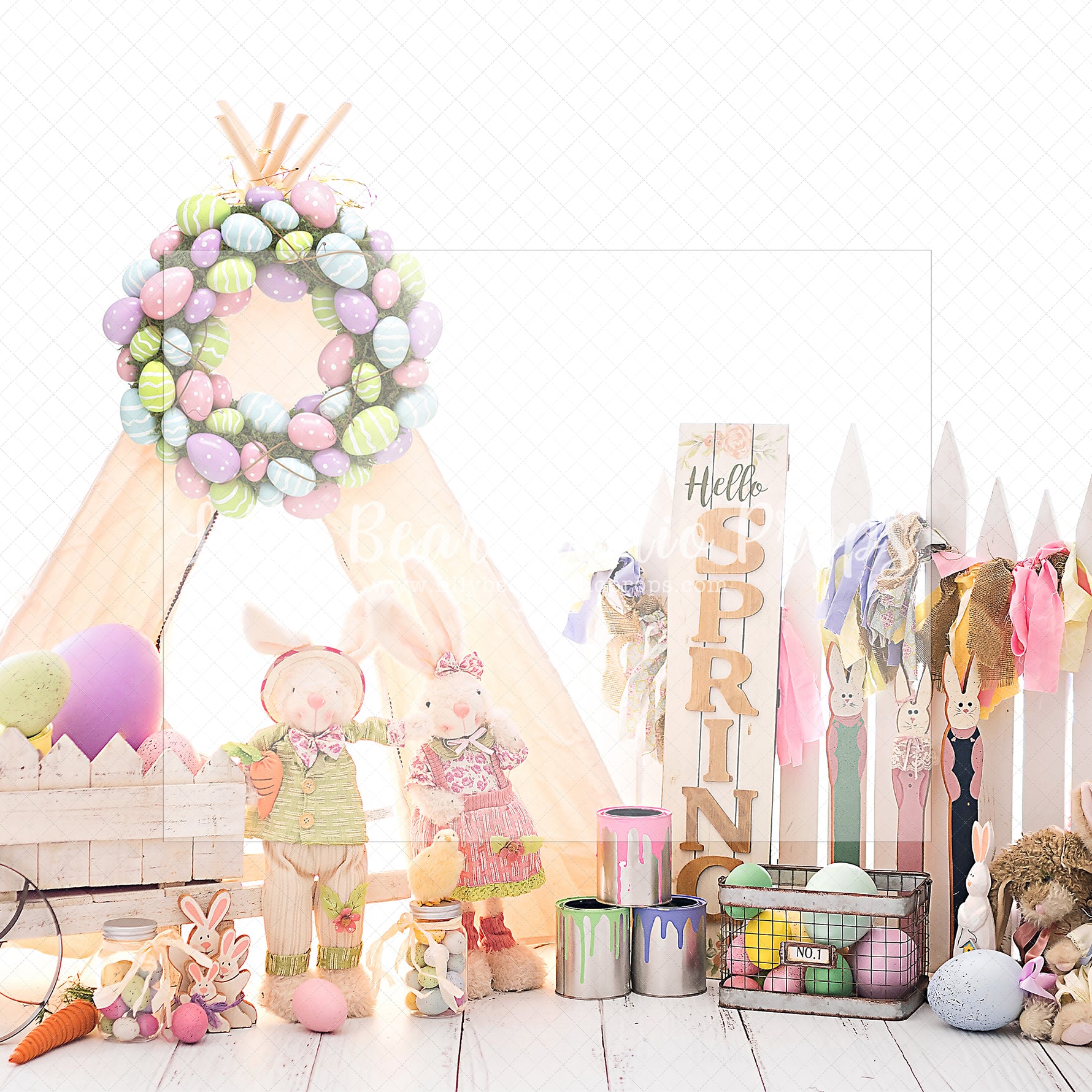Teepee Bunny Time - Lilly Bear Studio Props, barn doors, bunnies, bunny, carrots, easter, easter backdrop, easter bunny, easter doors, easter egg, easter eggs, easter flowers, easter mini, FABRICS, happy easter, some bunnies one, some bunny is one, some bunny's one, spring bunny