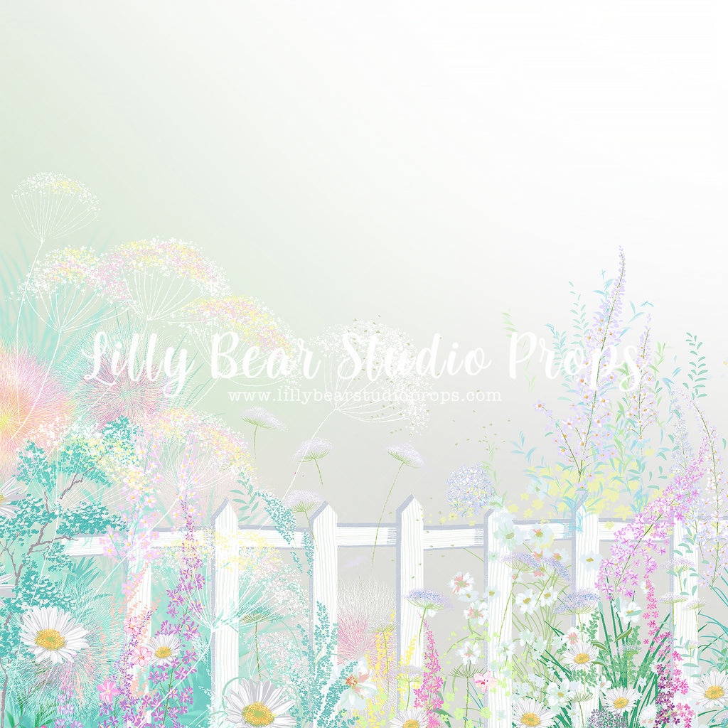 White Picket Fence by Lilly Bear Studio Props sold by Lilly Bear Studio Props, FABRICS - fence - field of flowers - flo