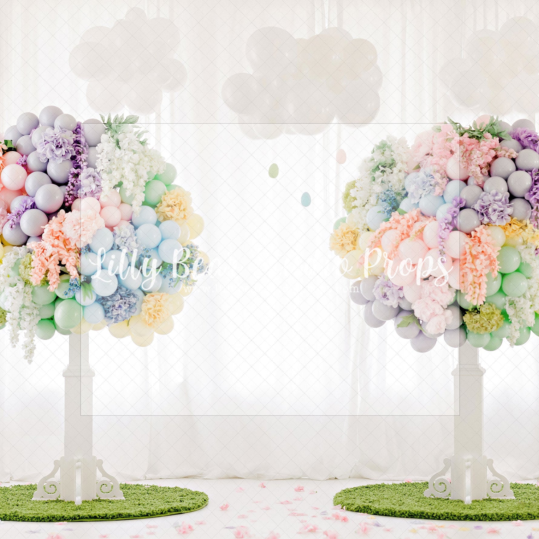 Wonderland In Spring - Lilly Bear Studio Props, balloon tree, bunny, color eggs, cotton tail, cute, down the rabbit hole, easter, easter balloon tree, easter basket, easter bunny, easter egg, easter eggs, easter tree, egg, eggs, FABRICS, flower tree, happy easter, hills, pastel, sky, some bunnies one, some bunny is one, spring, spring flower tree, spring hill, spring tree, tree, window light, windows