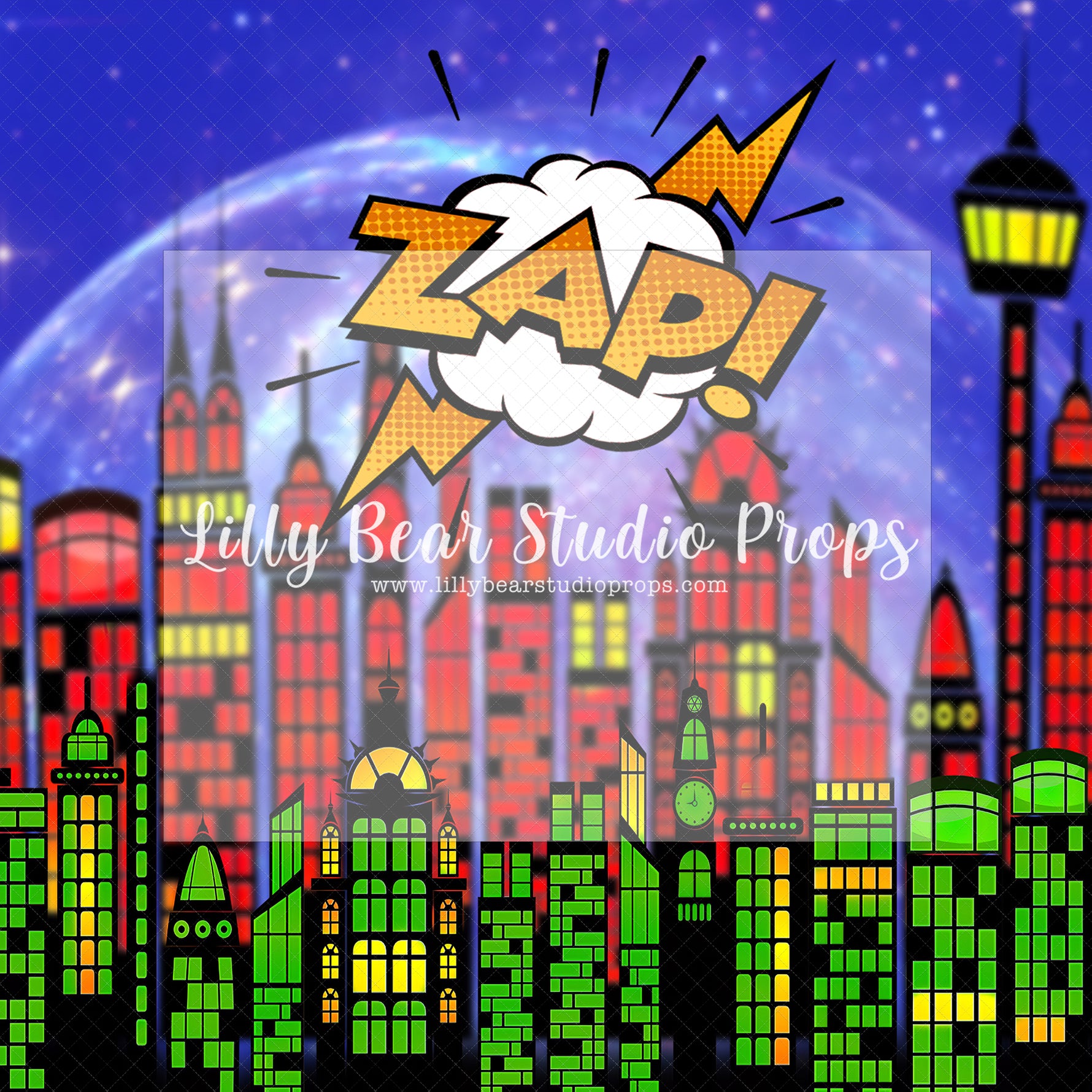Zap! - Lilly Bear Studio Props, bang, Brick Wall, comic book, Fabric, little superhero, my hero, my little hero, super hero, superhero, superheros, Wrinkle Free Fabric