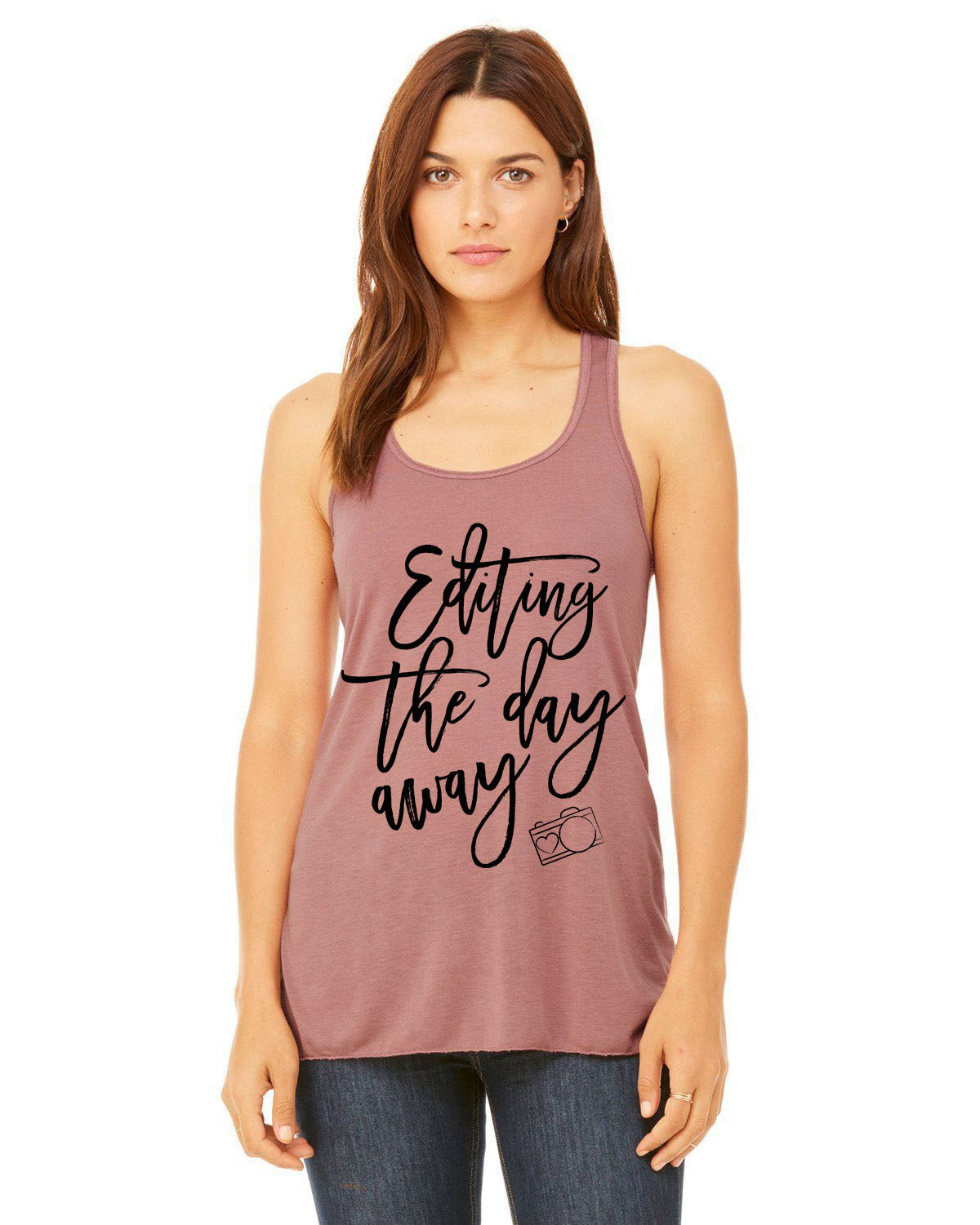 Editing the Day Away - Pink Flowy Racerback Tank by Lilly Bear Studio Props sold by Lilly Bear Studio Props, editing